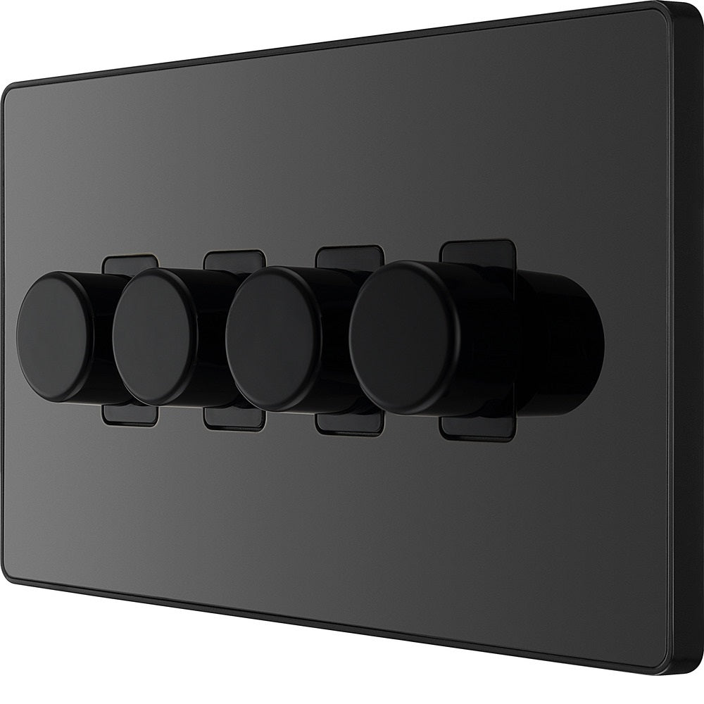BG Evolve Black Chrome 4G Dimmer Switch PCDBC84B - Smart Lighting Control for Home & Office Automation