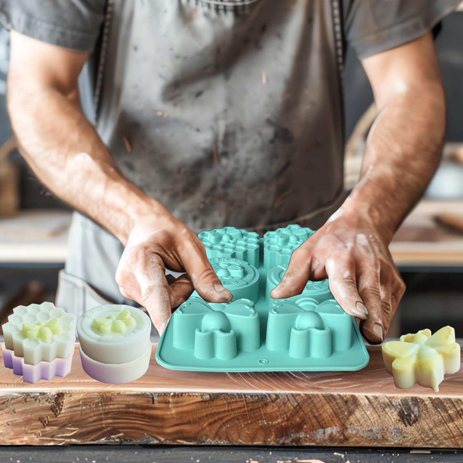 2Pcs Bee Silicone Molds for DIY Crafts - Honeybee Shaped Soap, Candle, Bath Bomb, Lotion Bar, Beeswax & Jello Molds - Perfect for Homemade Gifts, Party Favors & Relaxing Spa Nights