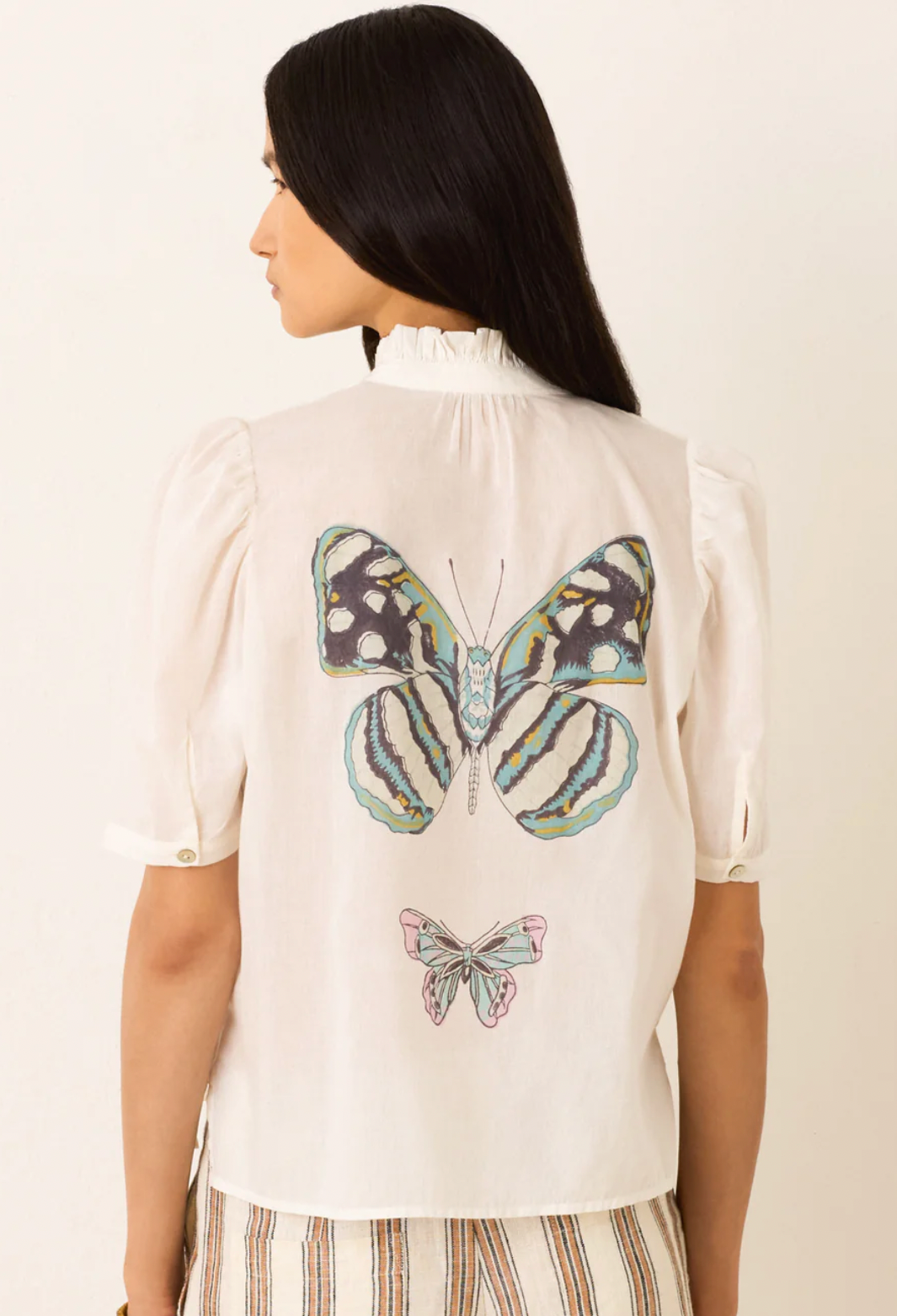 Alix of Bohemia Winn Butterfly Garden Shirt - Women's Floral Print T-Shirt for Casual Wear & Summer Outfits | Perfect for Garden Parties, Brunch Dates & Outdoor Activities