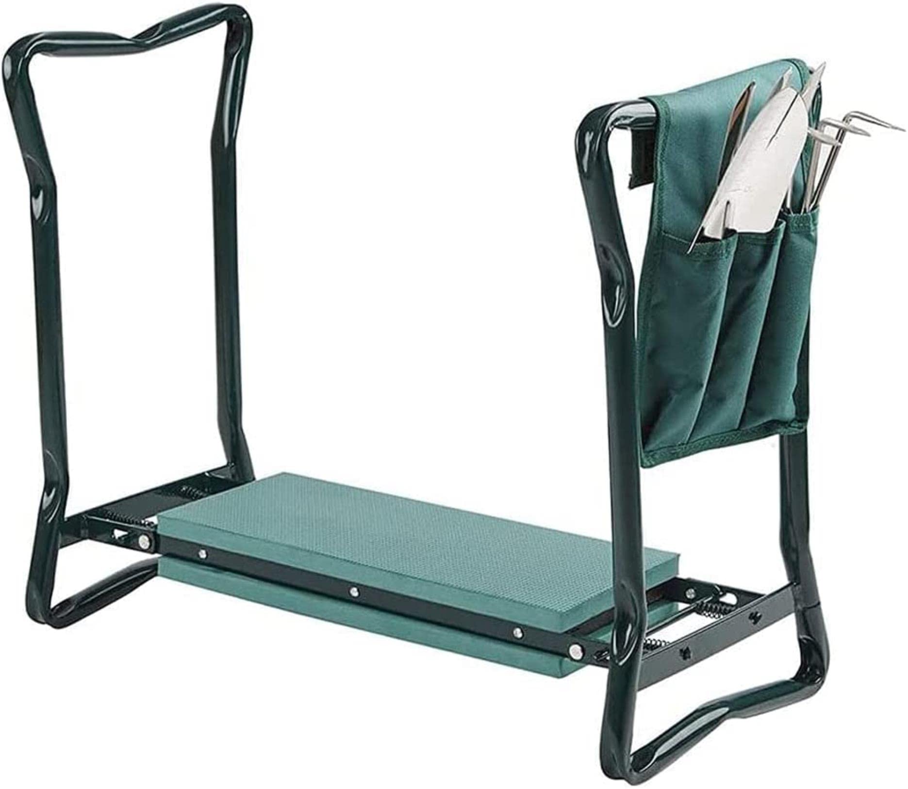Heavy Duty Folding Garden Kneeler and Seat with Side Pouch & Knee Pad - Portable Stainless Steel Gardening Stool Bench for Outdoor Planting, Weeding, and Yard Work - Perfect for Seniors and Garden Enthusiasts