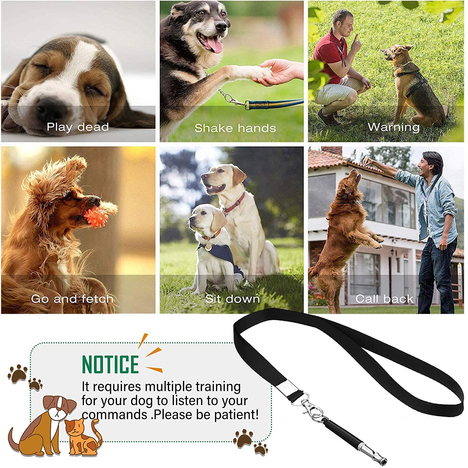 2 Pack Adjustable Ultrasonic Silent Dog Whistle - Professional Dog Training Tool to Stop Barking & Recall Training with Lanyard - Perfect for Neighbor's Noisy Dogs, Outdoor Adventures & Obedience Classes