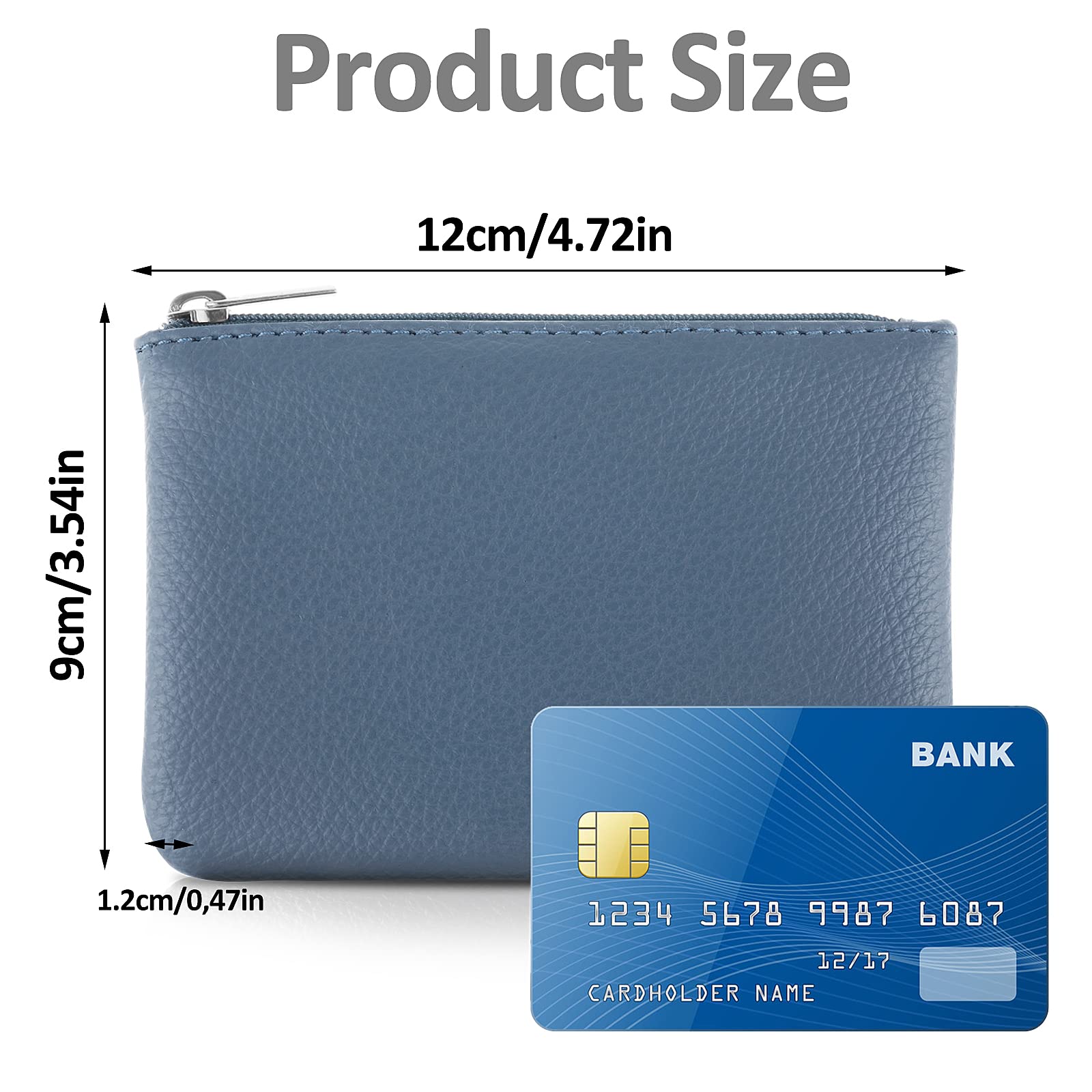 PU Lychee Pattern Zipper Coin Purse - Mini Portable Wallet for Women with Credit Card Slots, ID Holder & Keychain - Perfect for Organizing Coins, Cards, Keys & Lipstick (Blue) | Great for Travel, Shopping & Everyday Use