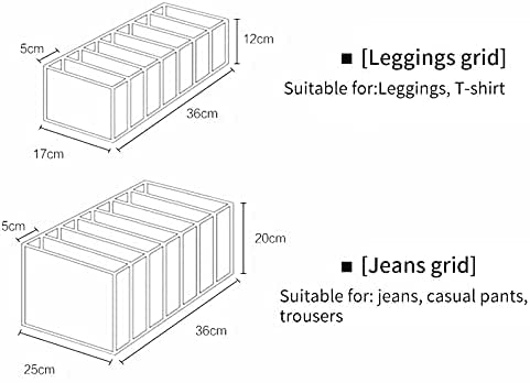 2-Pack Foldable Closet Organizer with 7 Grids - Drawer Storage Bins for Clothes, Jeans & Accessories | Washable & Space-Saving Wardrobe Solution for Bedroom, Closet & Dresser Organization