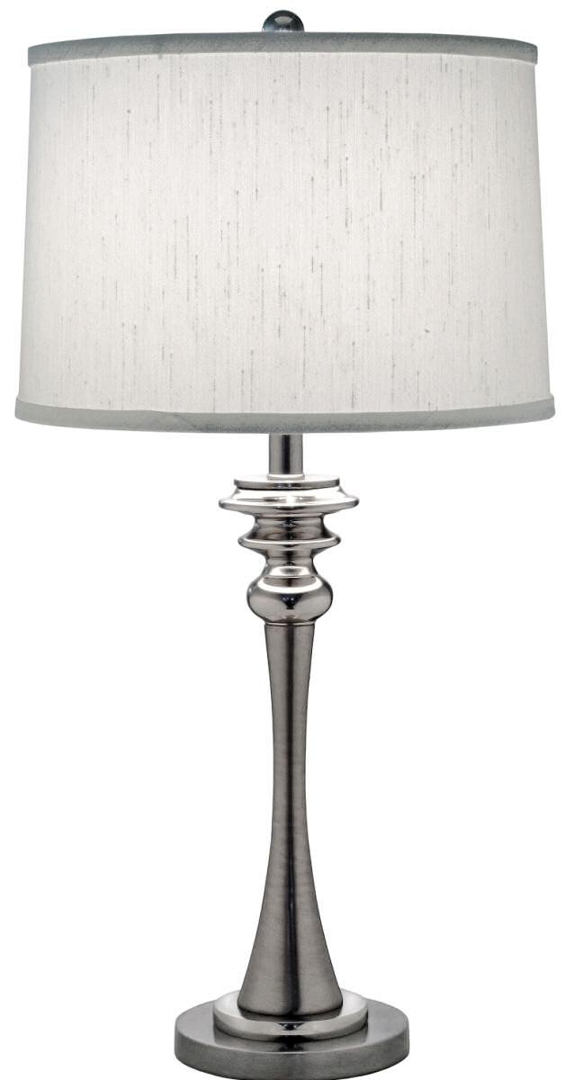 Vintage 1-Light Table Lamp in Antique Nickel & Polished Nickel Finish - Perfect for Bedroom Nightstand, Living Room Side Table or Office Desk Lighting