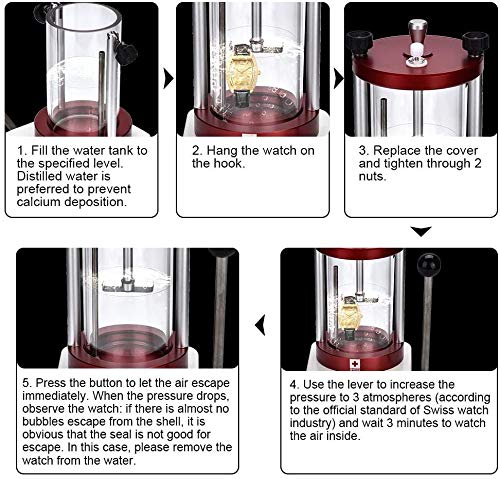 Professional Watch Pressure Tester - Waterproof Testing Tool for 2 Watches | High-Precision Case Resistance Pressure Test Machine | Perfect for Watchmakers, Jewelers & Watch Enthusiasts | Water Resistance Verification for Diving, Swimming & Daily Wear