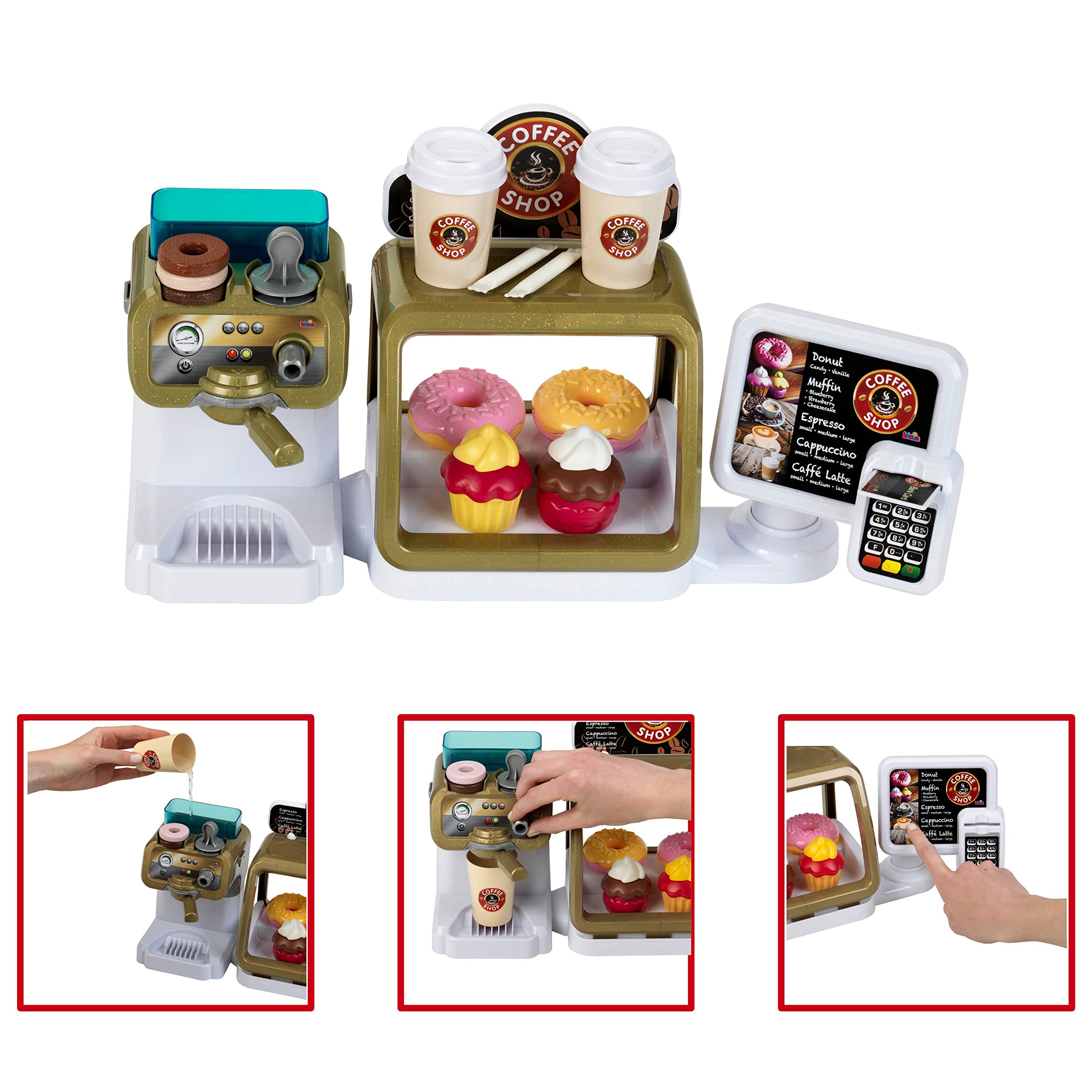 Theo Klein Pretend Play Coffee Shop Set - Kids Toy Barista Espresso Machine & Accessories for Imaginative Play - Perfect for Birthday Gifts & Role Play Games (Cafe, Kitchen, Home)
