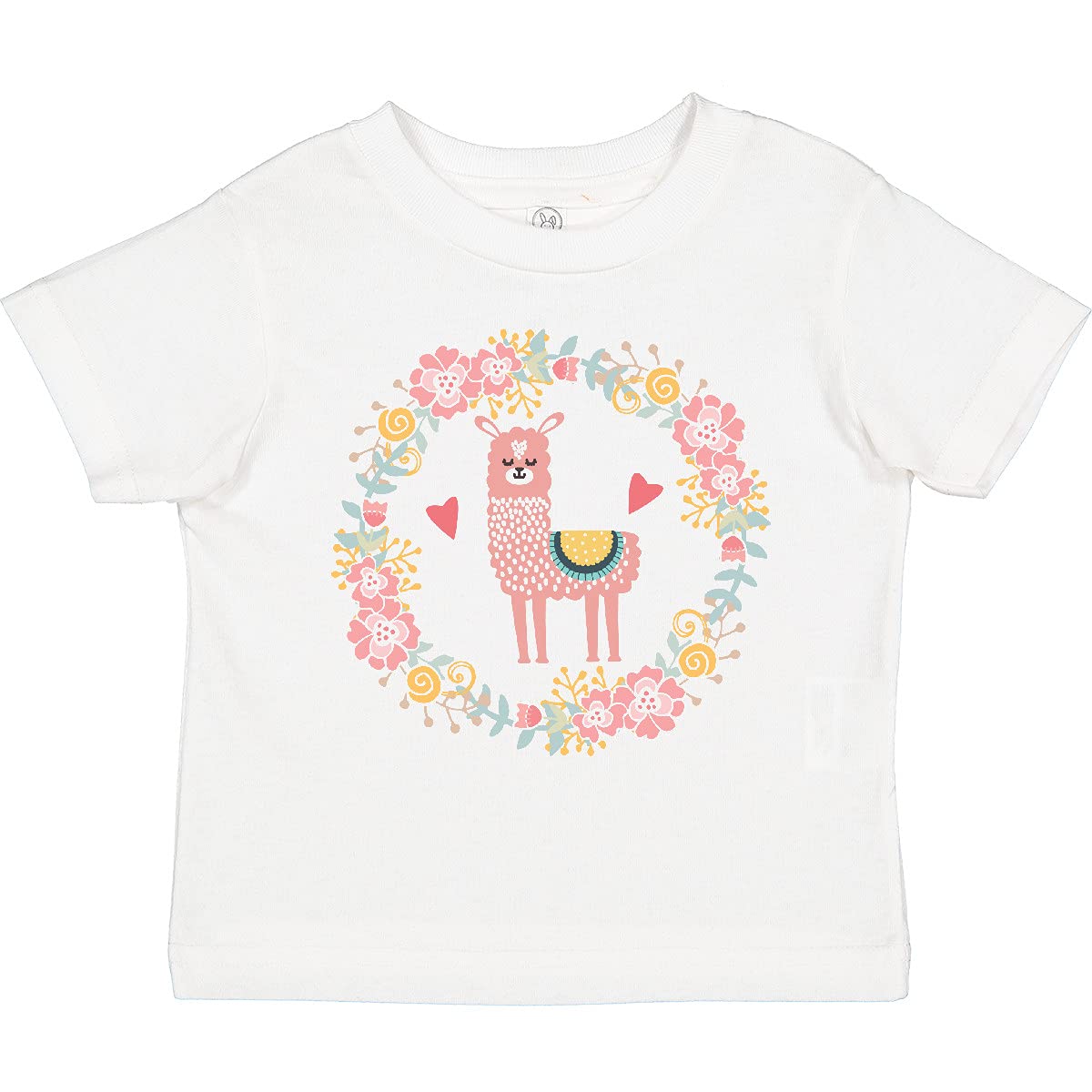 Inktastic Llama Rose Flower Wreath Toddler T-Shirt - Cute Baby Girl Outfit for Playdates, Birthday Parties & Family Photos