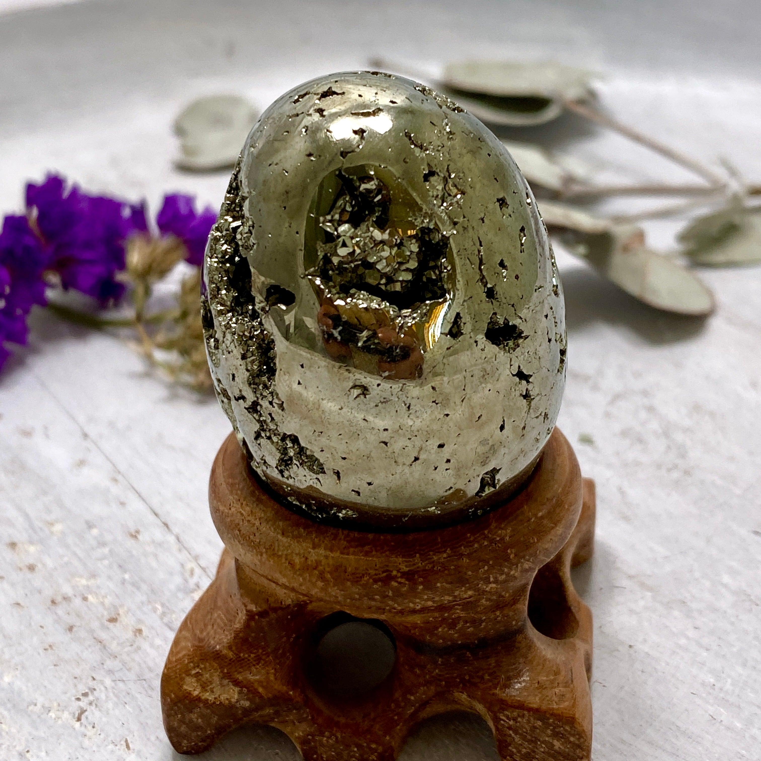Premium Grade Pyrite Egg (A-Grade) - Natural Mineral Specimen for Home Decor, Feng Shui & Crystal Healing Collection | Perfect for Meditation, Gifts & Spiritual Practices