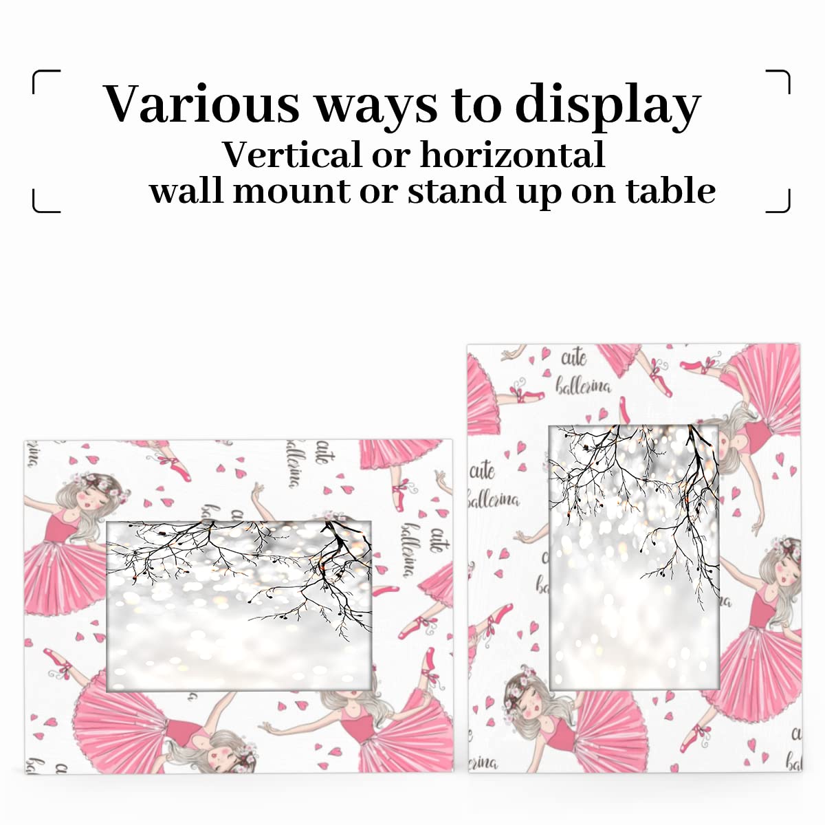 Elegant Ballet Dancer 5x7 Picture Frame - Heart-Shaped Ballerina Photo Frame for Wall Mounting or Tabletop Display - Perfect for Bedroom, Nursery & Dance Studio Decor - Wall Gallery Frames for Ballet Memories & Gift Ideas