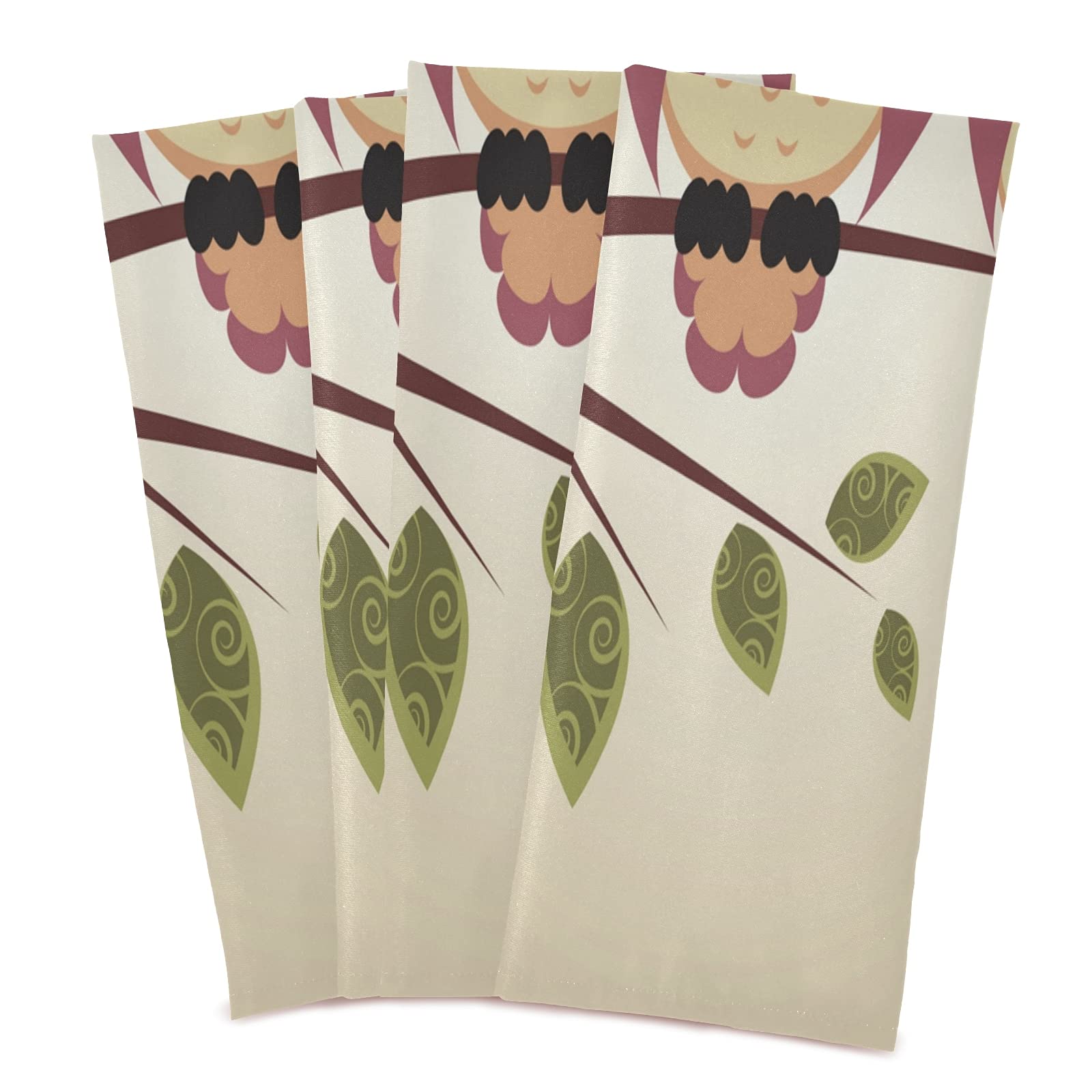 ALAZA Two Owls Decorative Kitchen Dish Towels Set of 4 - Soft & Absorbent 18x28 Inch Hand Towels for Cooking, Cleaning & Home Decor | Perfect for Holiday Gifts & Farmhouse Style Kitchens