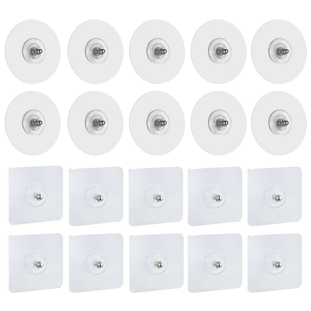 20Pcs Heavy Duty Self Adhesive Wall Hooks - No Drill No Trace Removable Hanging Hooks, Waterproof & Rustproof Sticky Wall Mount Hooks for Kitchen, Bathroom, Office - Perfect for Hanging Shelves, Towels, Decor and Organizing Small Items