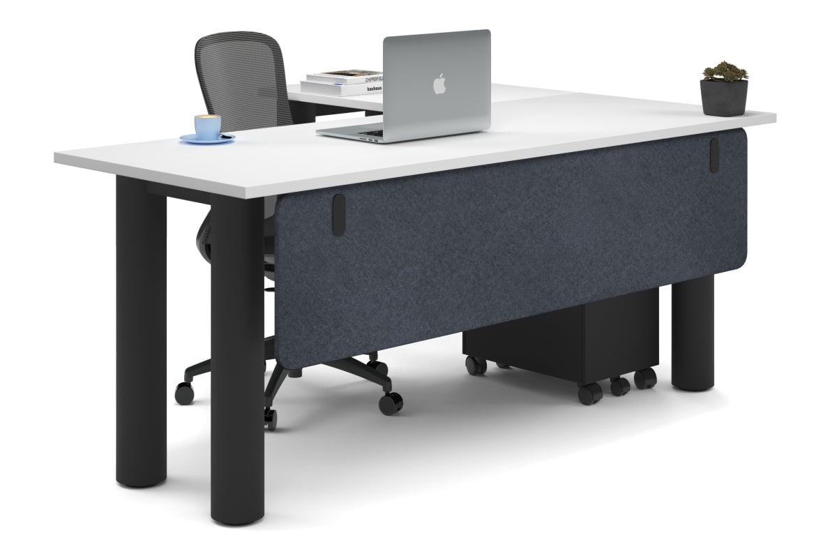 Premium L-Shaped Corner Office Desk with Quadro Cylinder Legs - 1800L x 1450W - Perfect for Home Office, Gaming Setup & Workspace Organization
