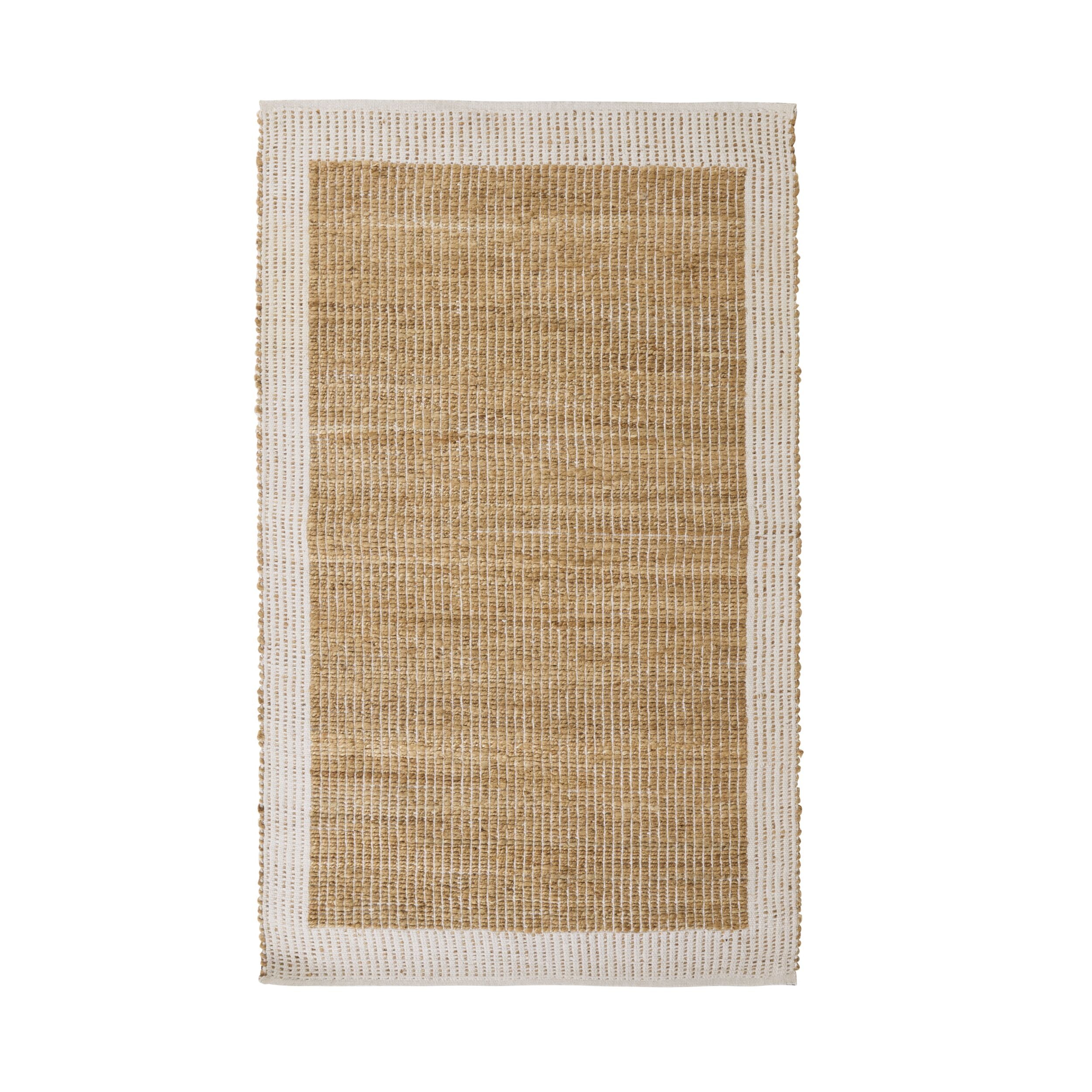 Alhambra Border Jute Rug - Natural Wheat Color 5x8ft - Eco-Friendly Handwoven Area Rug for Living Room, Bedroom & Boho Home Decor