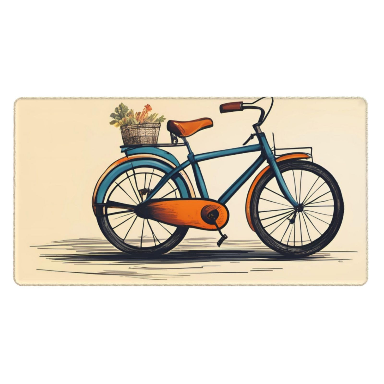 Retro Bicycle Design Large Gaming Mouse Pad 16x29.5 Inches - Non-Slip Thickened Office Desk Mat with Strong Adhesion & Durable Surface for PC, Laptop, Computer Workstation & Home Office Setup