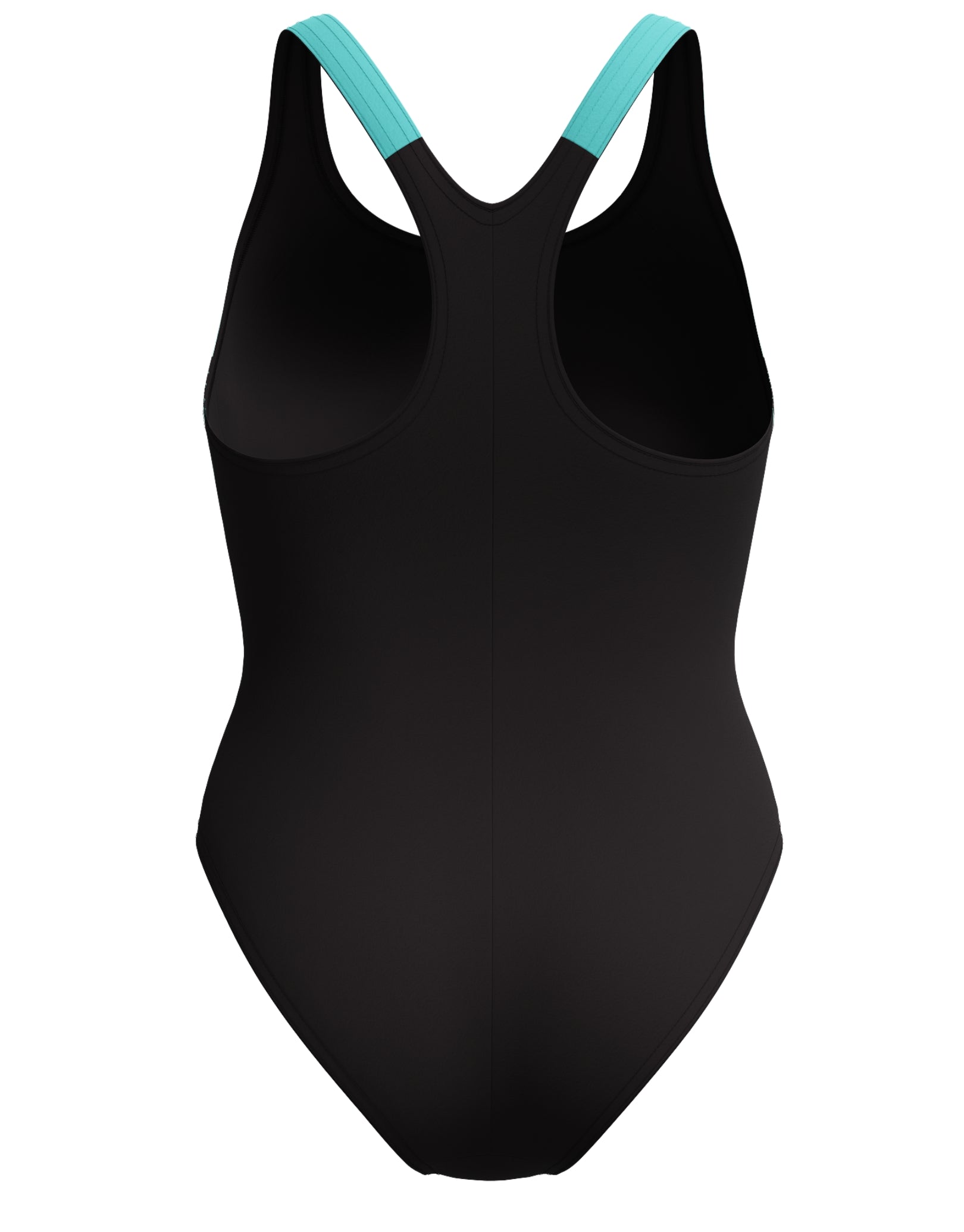HyperBoom Splice Racerback Swimsuit for Women - Black & Turquoise Color Block Design | High Neck One Piece Bathing Suit | Perfect for Beach, Pool & Summer Vacations