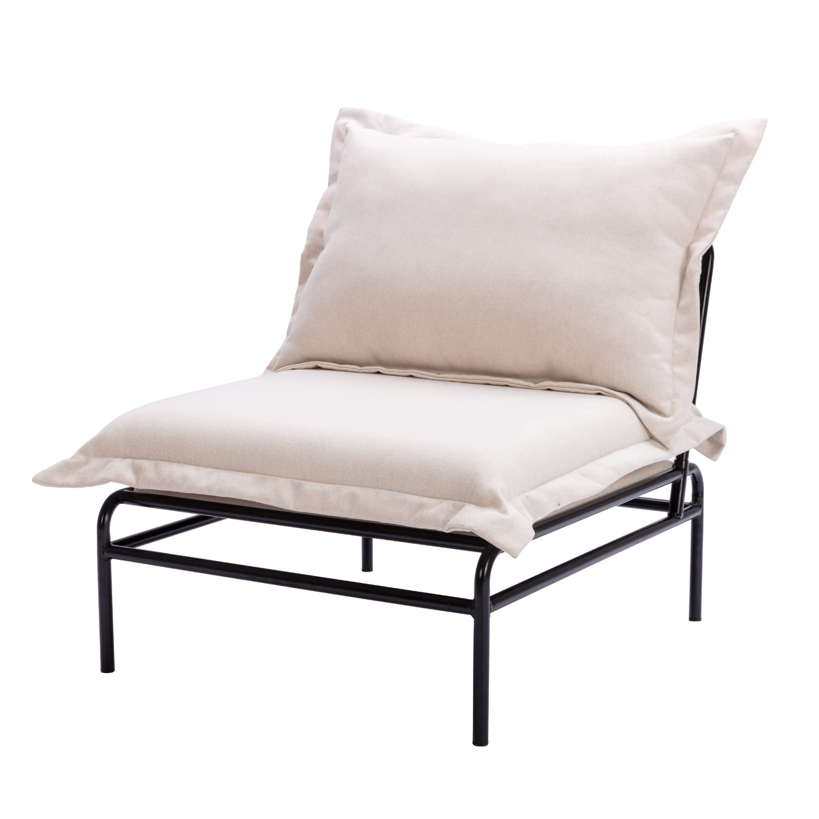 Modern Accent Chair for Living Room & Bedroom - Comfy Linen Upholstery with Solid Metal Base - Small Sofa Chair in White - Perfect for Reading Nook, Lounge Area or Home Office Decor