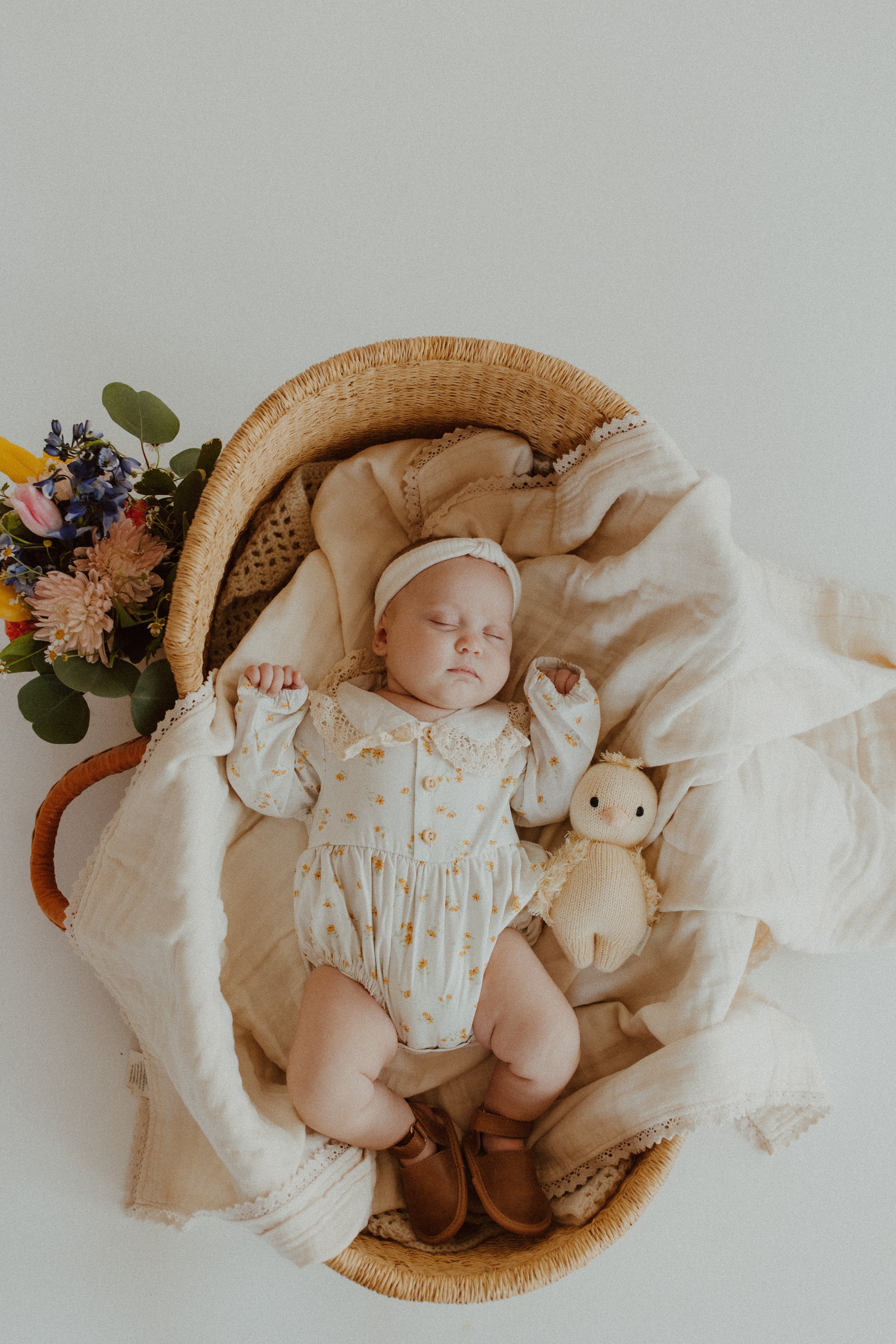 Yellow Floral Button Bubble Romper for Baby Girls | Soft Cotton Summer Outfit | Perfect for Playdates & Photo Shoots