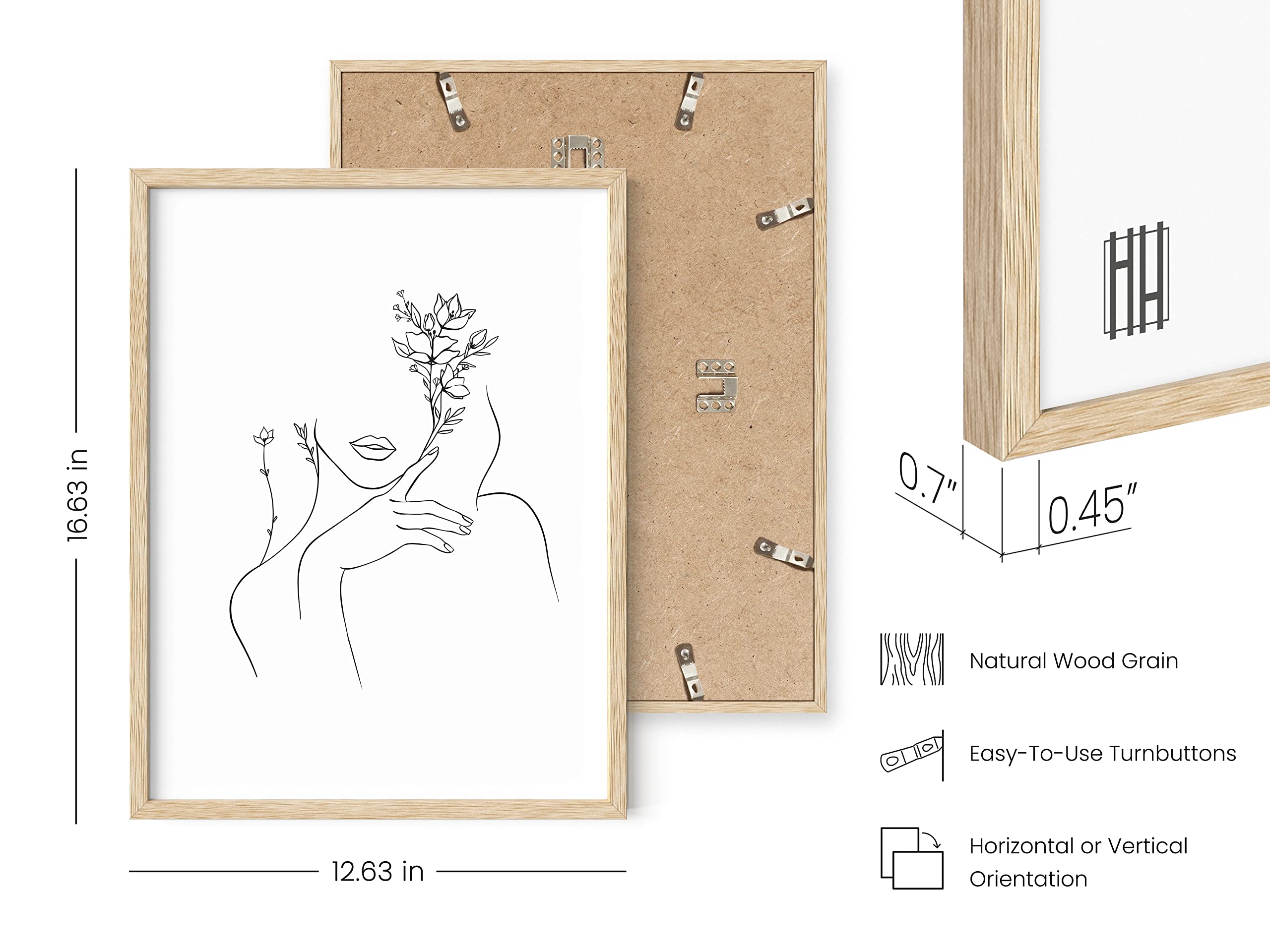 HAUS AND HUES Minimalist Line Art Wall Decor - Silhouette Poster, Modern Female Figure Flower Feminist Art, Woman Line Drawing with Floral Design (Black Frame, 12x16) - Perfect for Living Room, Bedroom, Office & Gift Giving