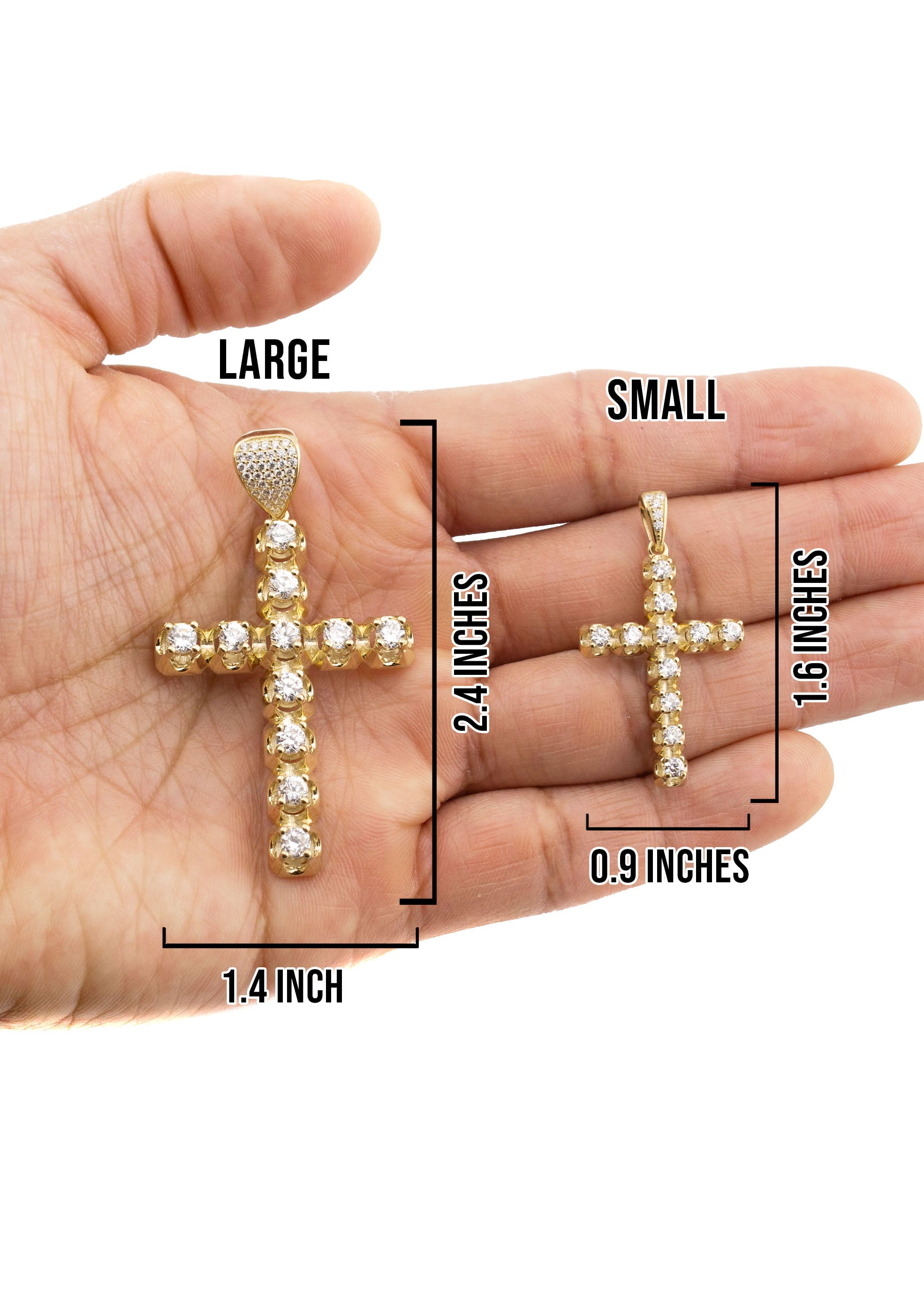 10K Yellow Gold Cross Necklace for Women & Men - Small 10g & Large 26g - Elegant Religious Jewelry for Gifts, Baptism, Weddings & Everyday Wear