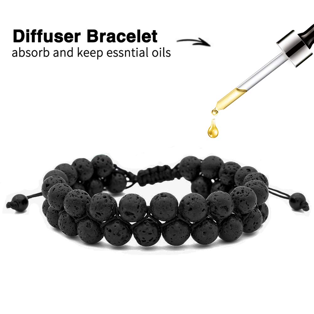 Softones 8MM Lava Rock Beads Bracelet for Men & Women - Natural Stone Bracelet for Friendship, Couples Gifts, Yoga, Meditation & Spiritual Healing