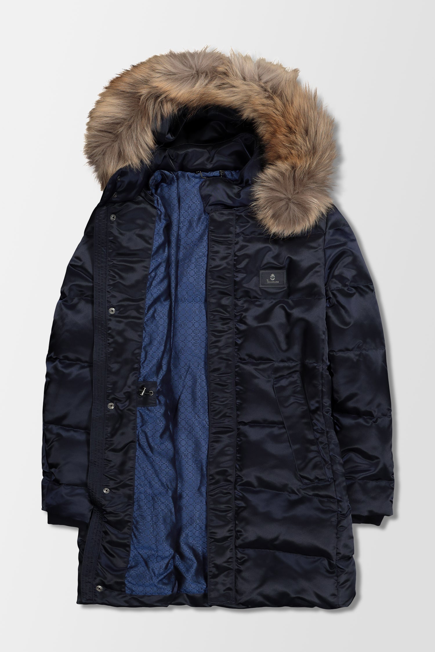 Billionaire Dark Blue Long Down Jacket for Women - Ultra Warm Winter Coat with Hood, Waterproof & Windproof - Perfect for Skiing, Snowboarding & Cold Weather Outdoors