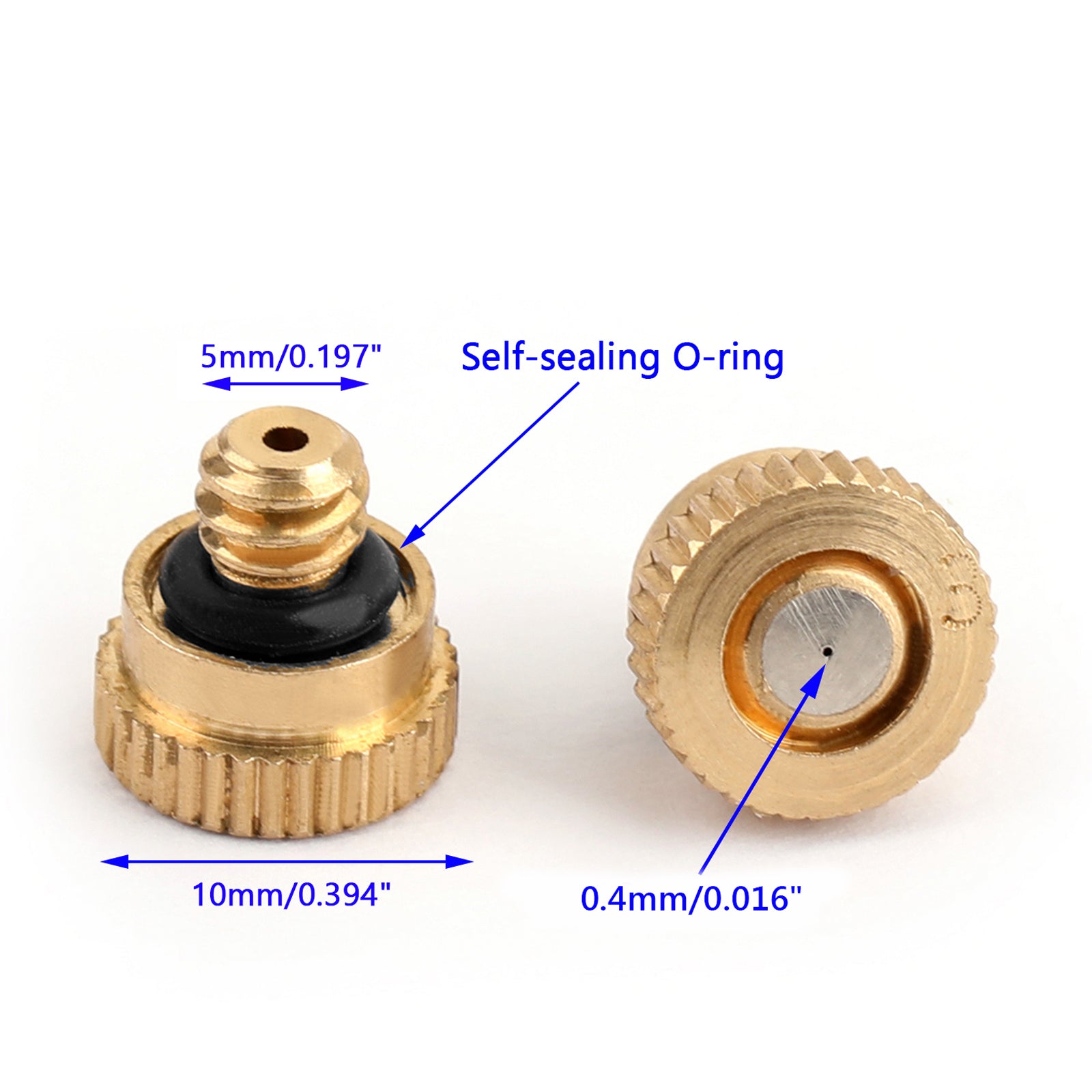 50pcs Brass Misting Nozzles - High Pressure Water Mister Sprinkler for Cooling System (0.016