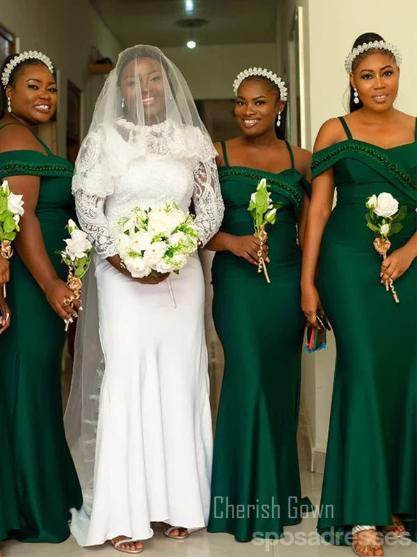 Elegant Green Cold Shoulder Mermaid Bridesmaid Dress - Long Formal Gown for Weddings & Special Events | WG1642 | Perfect for Bridal Parties, Prom & Evening Occasions