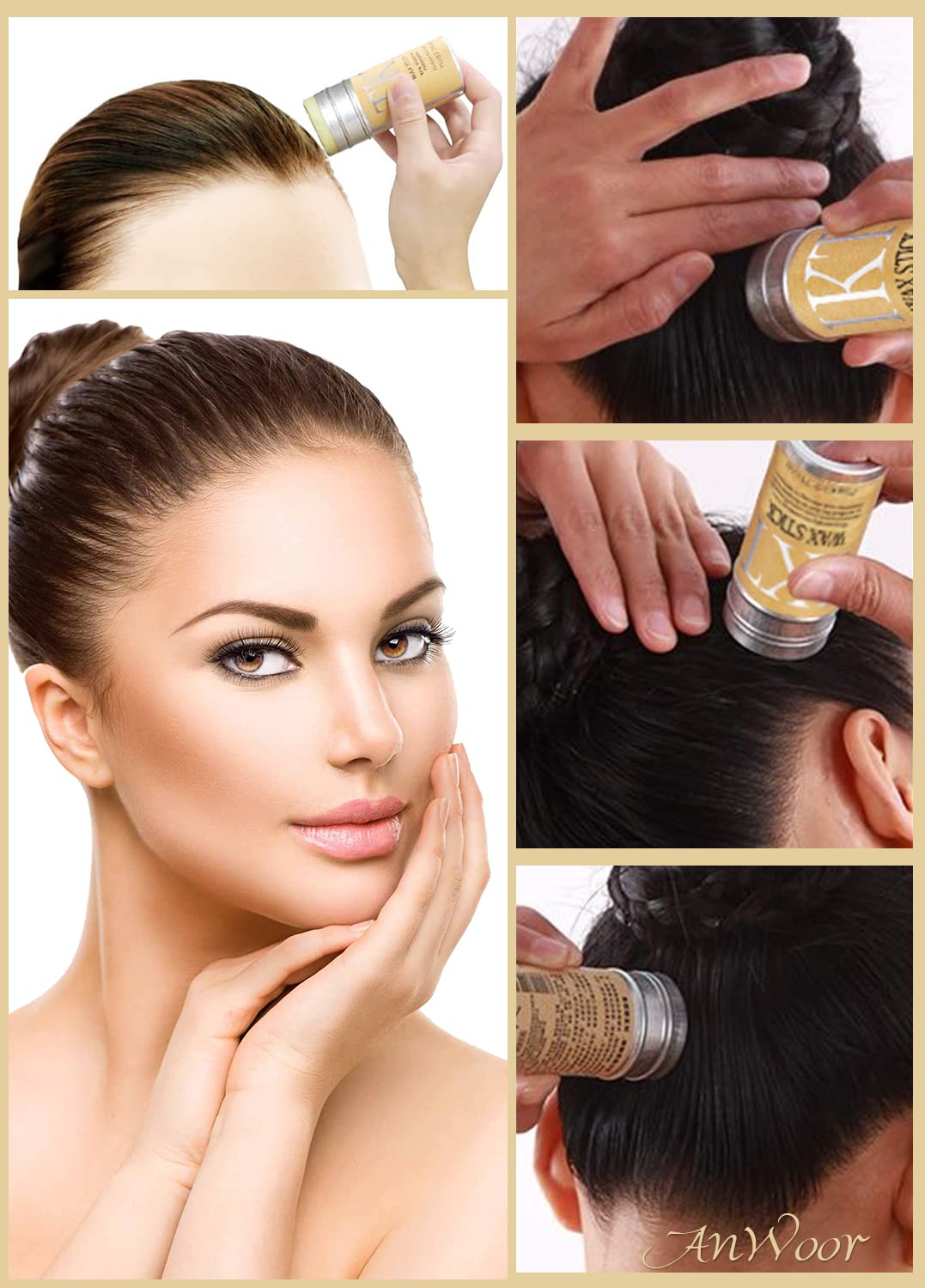 AnWoor Hair Wax Stick for Flyaways - Smoothing Pomade & Hair Bun Maker for Kids, Women & Girls (1 Pack) - Perfect for School, Parties & Everyday Styling