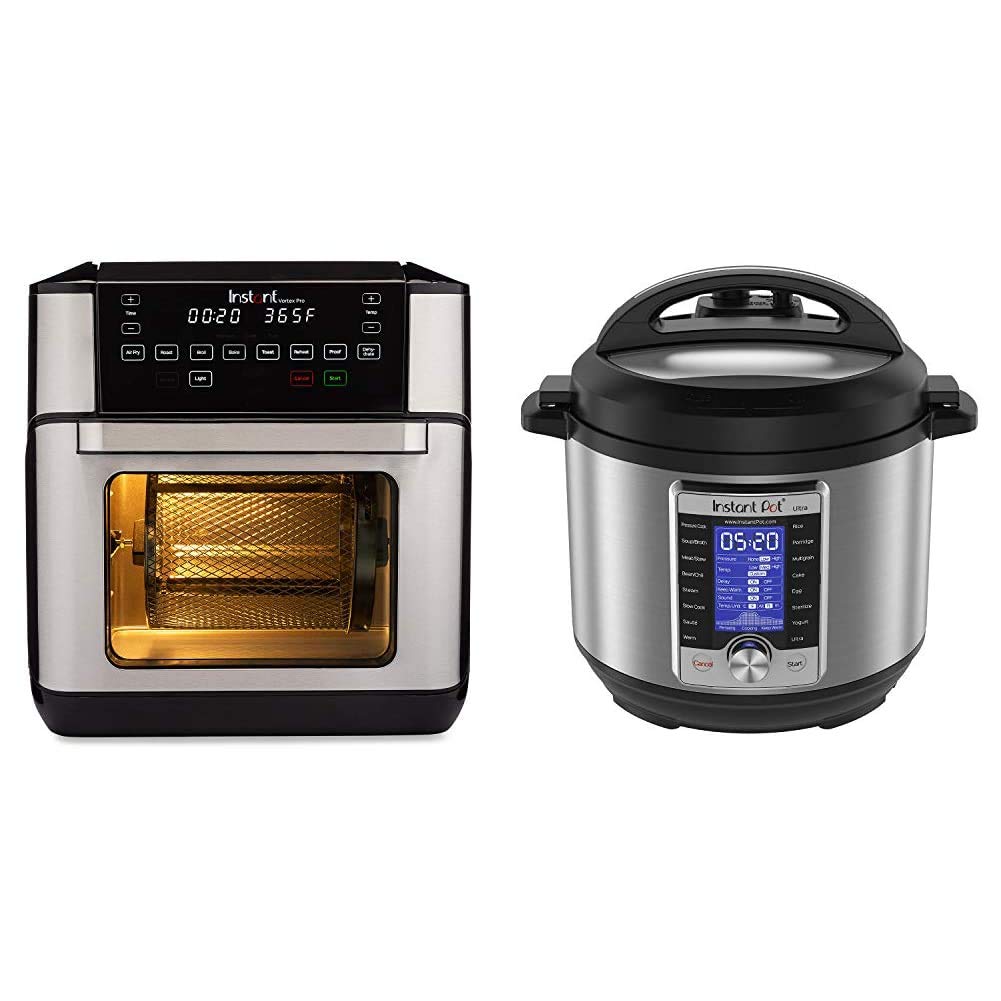 Instant Vortex Pro 10 Qt 9-in-1 Air Fryer Oven with Rotisserie & EvenCrisp Technology | Ultra 10-in-1 Electric Pressure Cooker, Slow Cooker, Rice Cooker (6 Qt) | 16 One-Touch Programs for Healthy Cooking, Meal Prep & Family Dinners