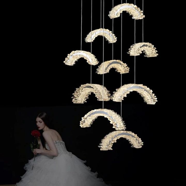 Elegant Primary Staircase Crystal Chandelier - Modern LED Lighting Fixture for Grand Foyer & Luxury Home Decor | Perfect for Entryway, Stairwell & Ballroom Lighting