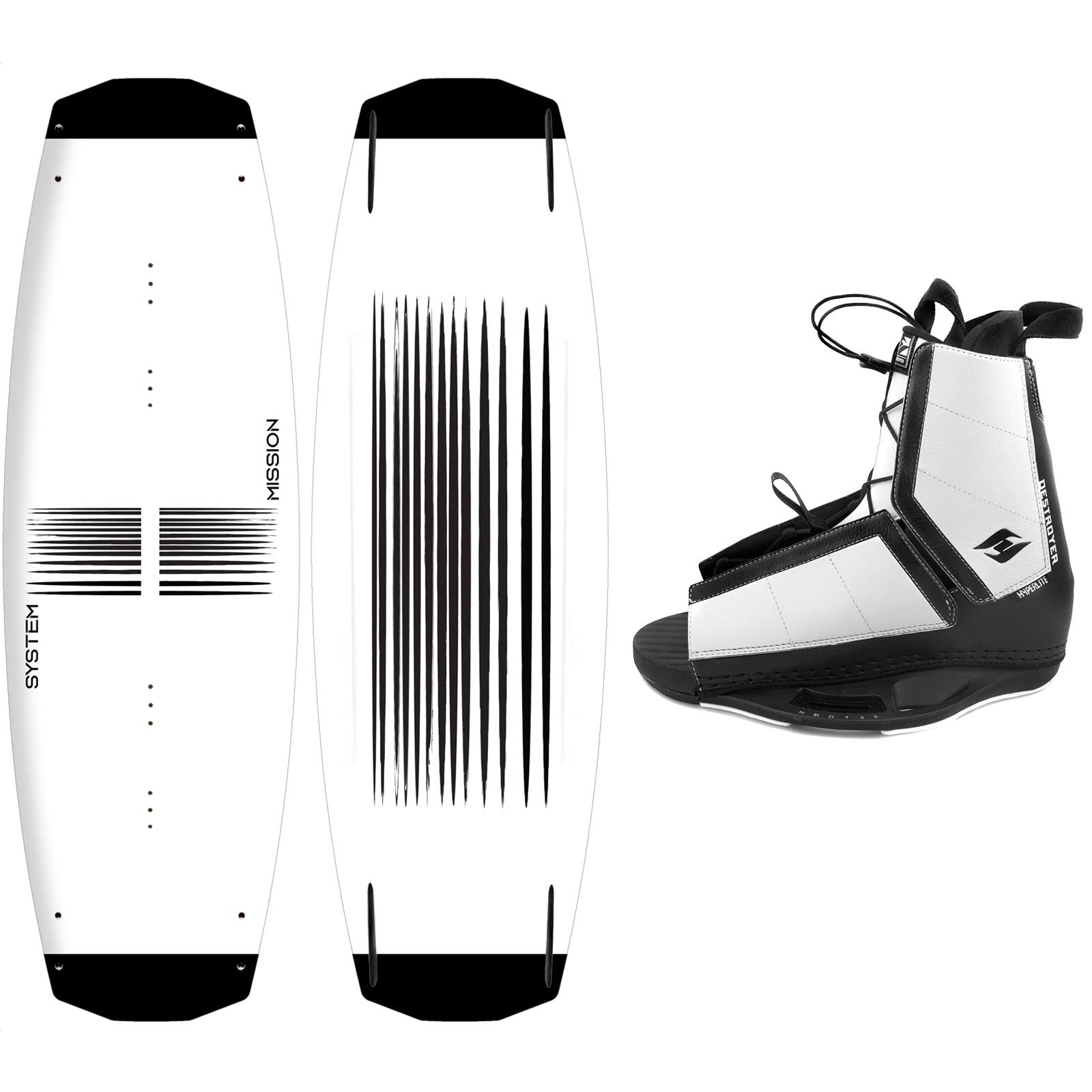 Hyperlite 2024 Wakeboard Package - Mission Wakeboard with Destroyer Bindings (Fits Boot Sizes 8-13, Boards 136/140/144cm) - Perfect for Water Sports, Lake Riding & Wakeboarding Adventures