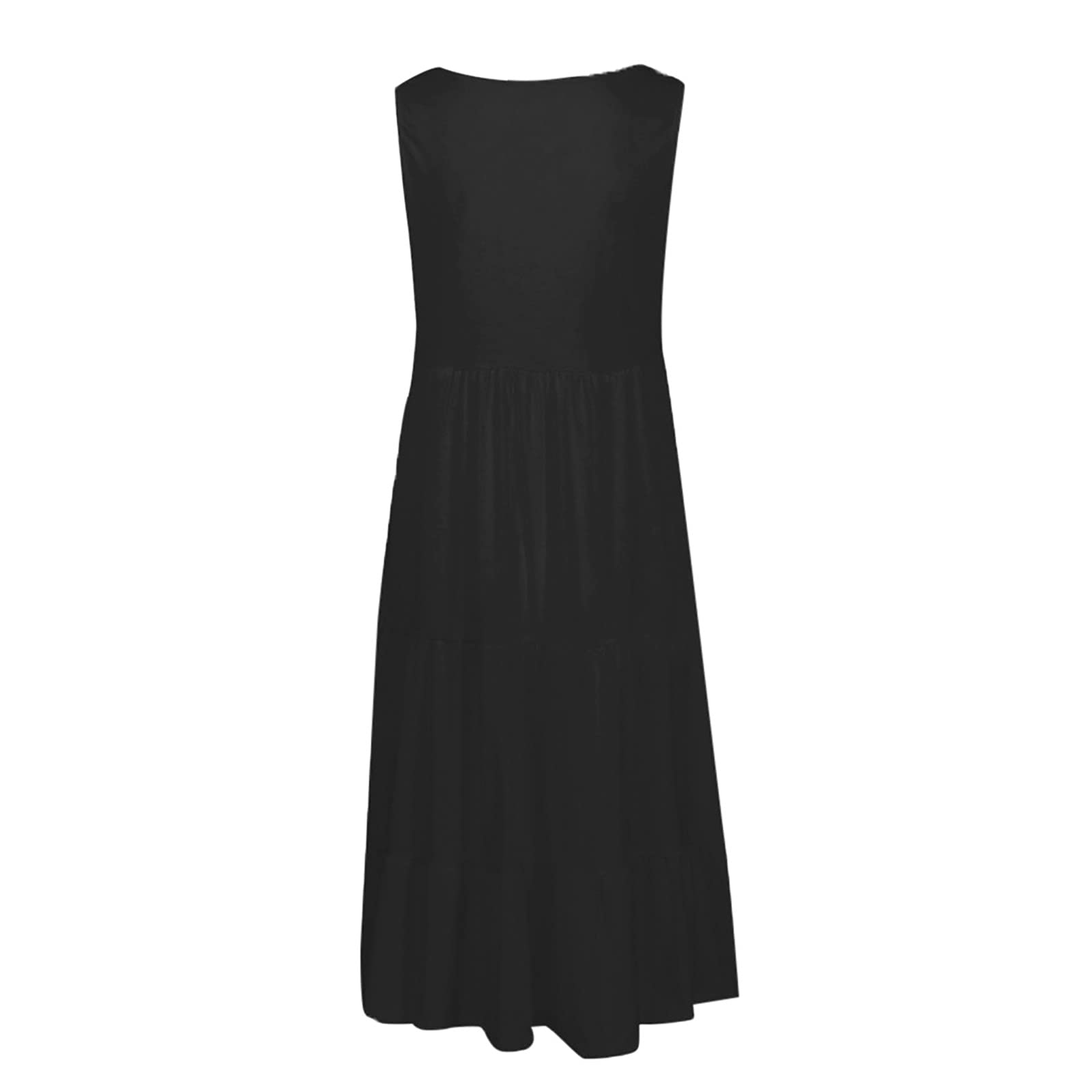 Women's Casual Summer Mini Sun Dresses - Sleeveless Solid Beach Gown with O-Neck, Plus Size Flowy Dress for Vacation, Pool Party & Outdoor Date Night