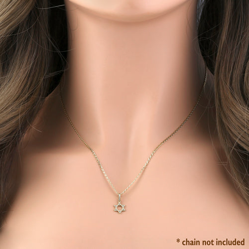 14K Solid Yellow Gold Star of David CZ Pendant Necklace - Elegant Jewish Jewelry Gift for Women & Men - Perfect for Hanukkah, Bar Mitzvah & Everyday Wear