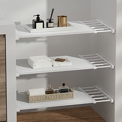 Wall Mounted Adjustable Closet Organizer Shelf - White Space Saving Storage Rack for Kitchen, Wardrobe & Cabinet (28.74-47.24 Inch Length, 13.77 Inch Width) - Perfect for Bedroom, Bathroom & Garage Organization