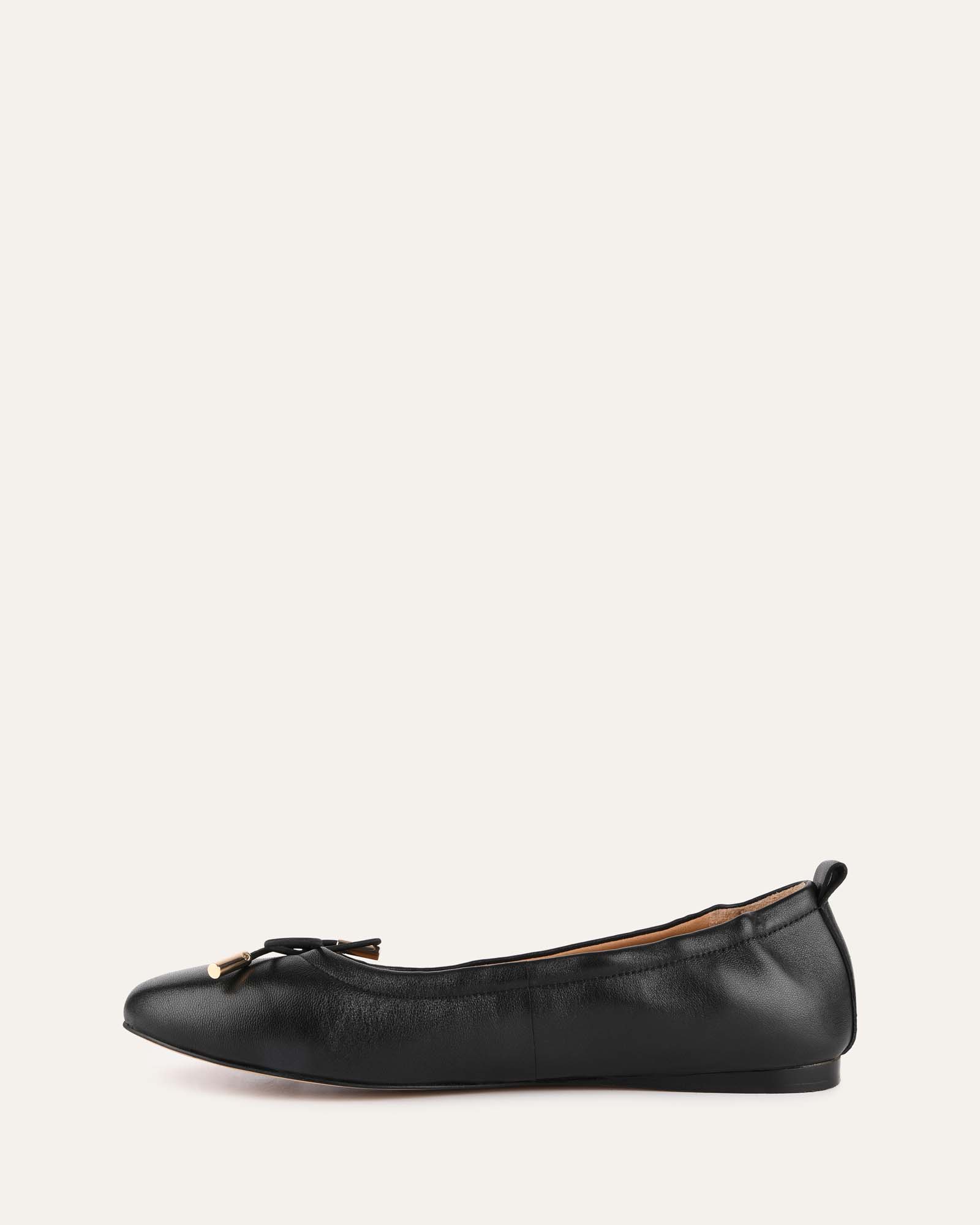 JOLIE Women's Casual Flats - Black Leather Slip-On Shoes for Comfortable Everyday Wear, Office & Walking