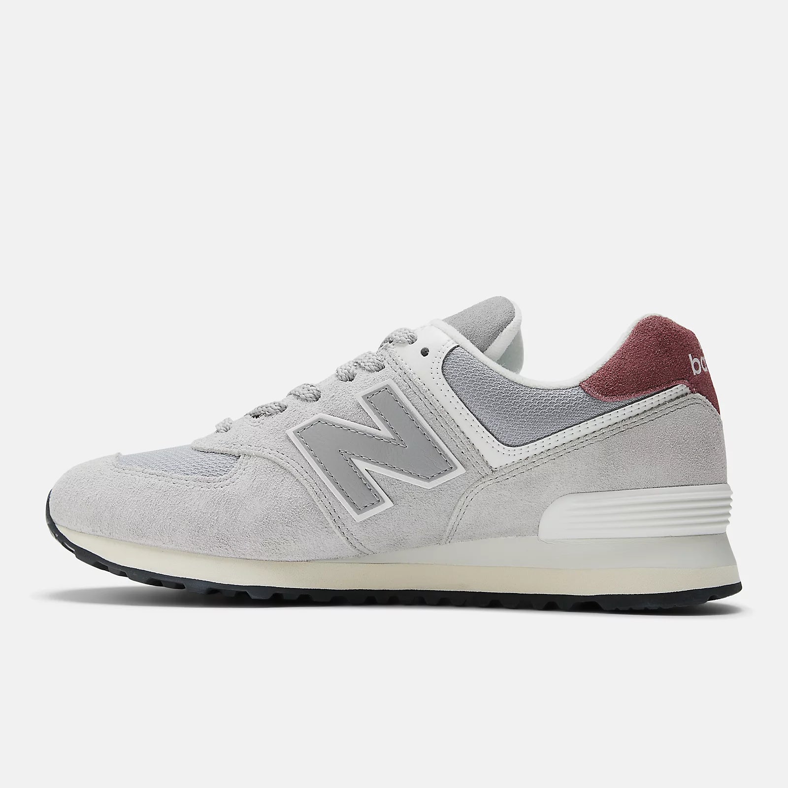 New Balance 574 Classic Sneakers for Men & Women - Grey & Burgundy Colorway - Comfortable Running Shoes for Walking, Jogging & Casual Wear