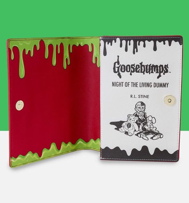 Loungefly Goosebumps Slappy Book Cover Crossbody Bag - Horror Themed Purse for Halloween, Cosplay & Book Lovers - Perfect for Conventions, Trick or Treat & Horror Movie Nights