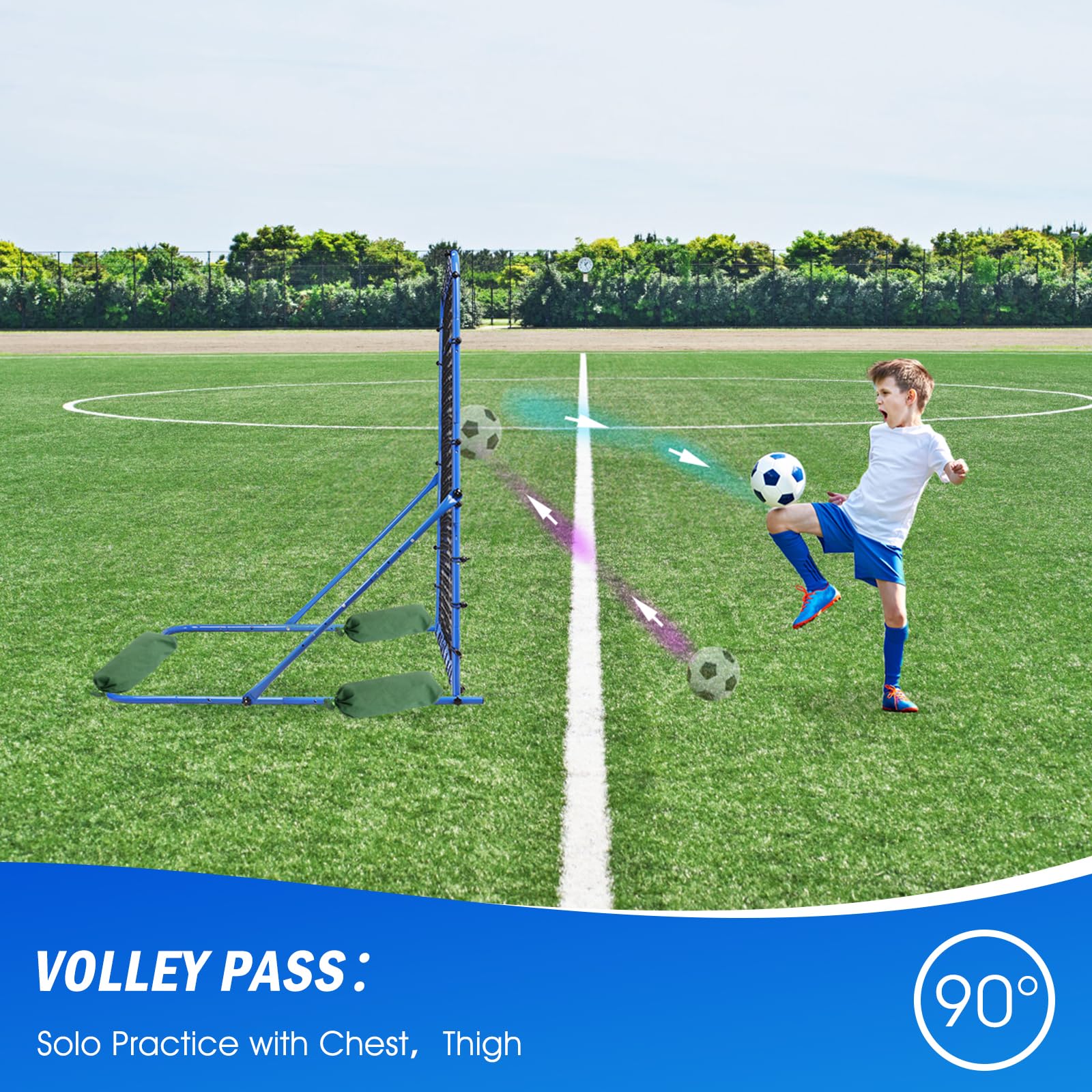 Adjustable Soccer Rebounder Net - Quick-Switch Angle Training for Ball Control & Passing Practice | Portable Soccer Training Equipment for Kids, Teens & Adults | Perfect for Backyard Drills, Team Practice & Solo Training