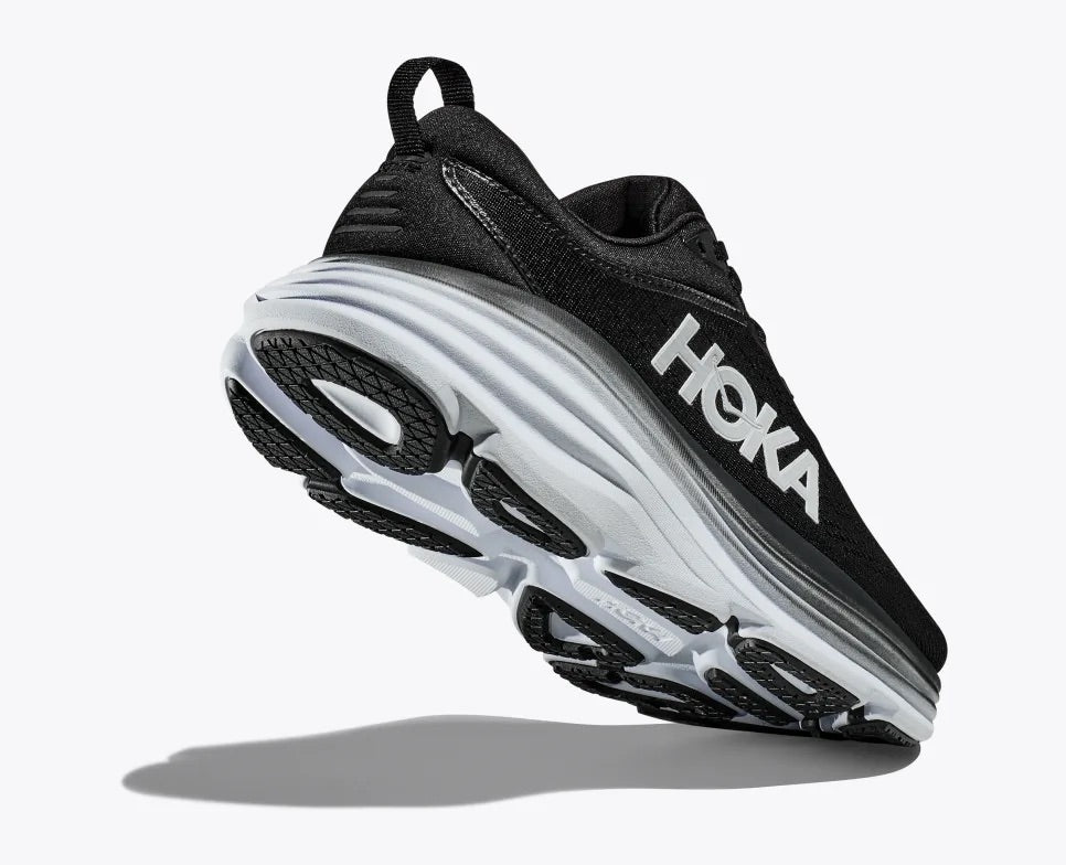 HOKA Men's Bondi 8 Wide Running Shoes - Black/White | Cushioned Road Running & Walking Sneakers for Men | Perfect for Marathon Training, Jogging & Daily Comfort
