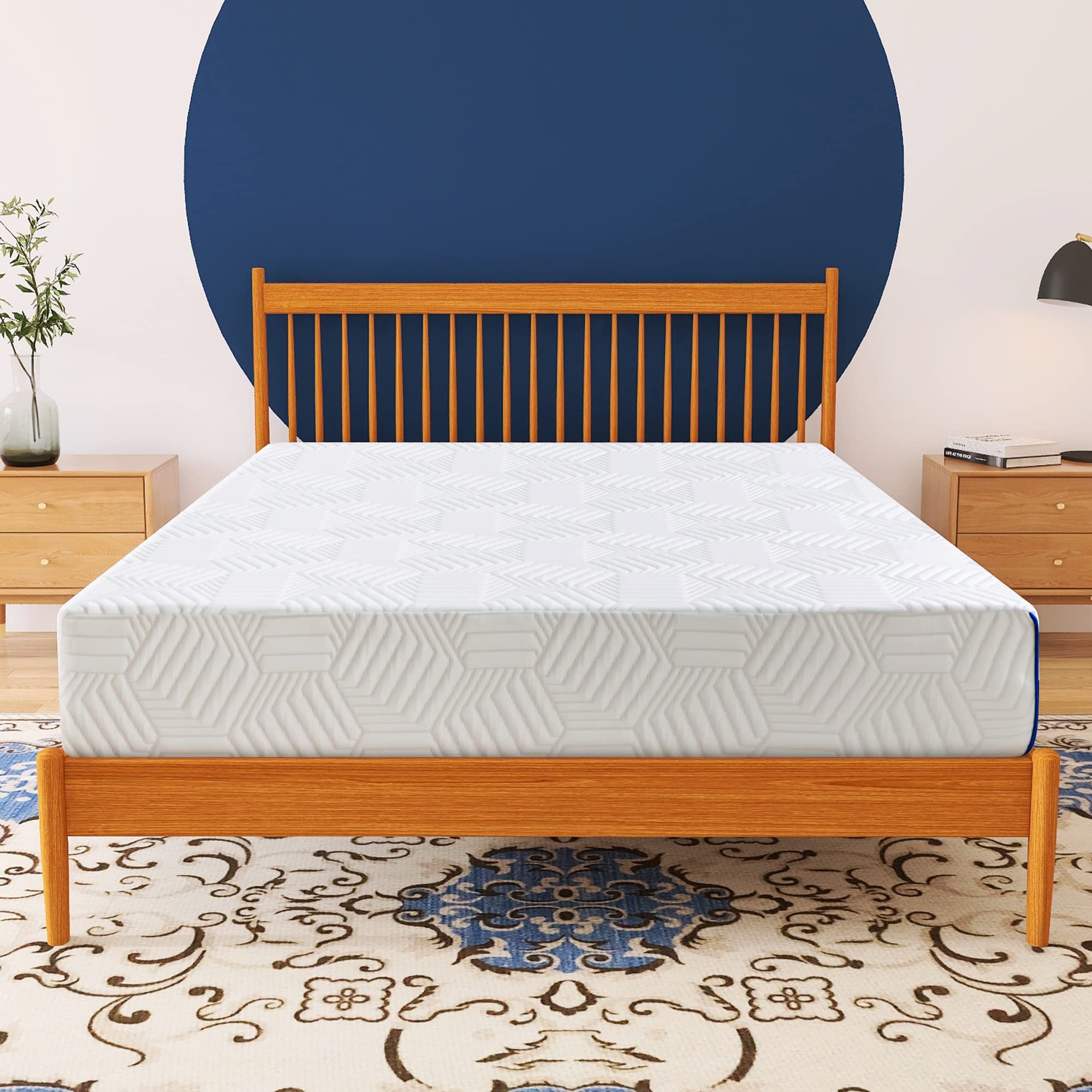 Vyfipt 8 Inch California King Memory Foam Mattress - Gel Infused Medium Firm Support, Removable Washable Cover, CertiPUR-US Certified, Made in USA, Compressed in Box for Easy Setup | Perfect for Guest Rooms, Dormitories & RV Sleeping