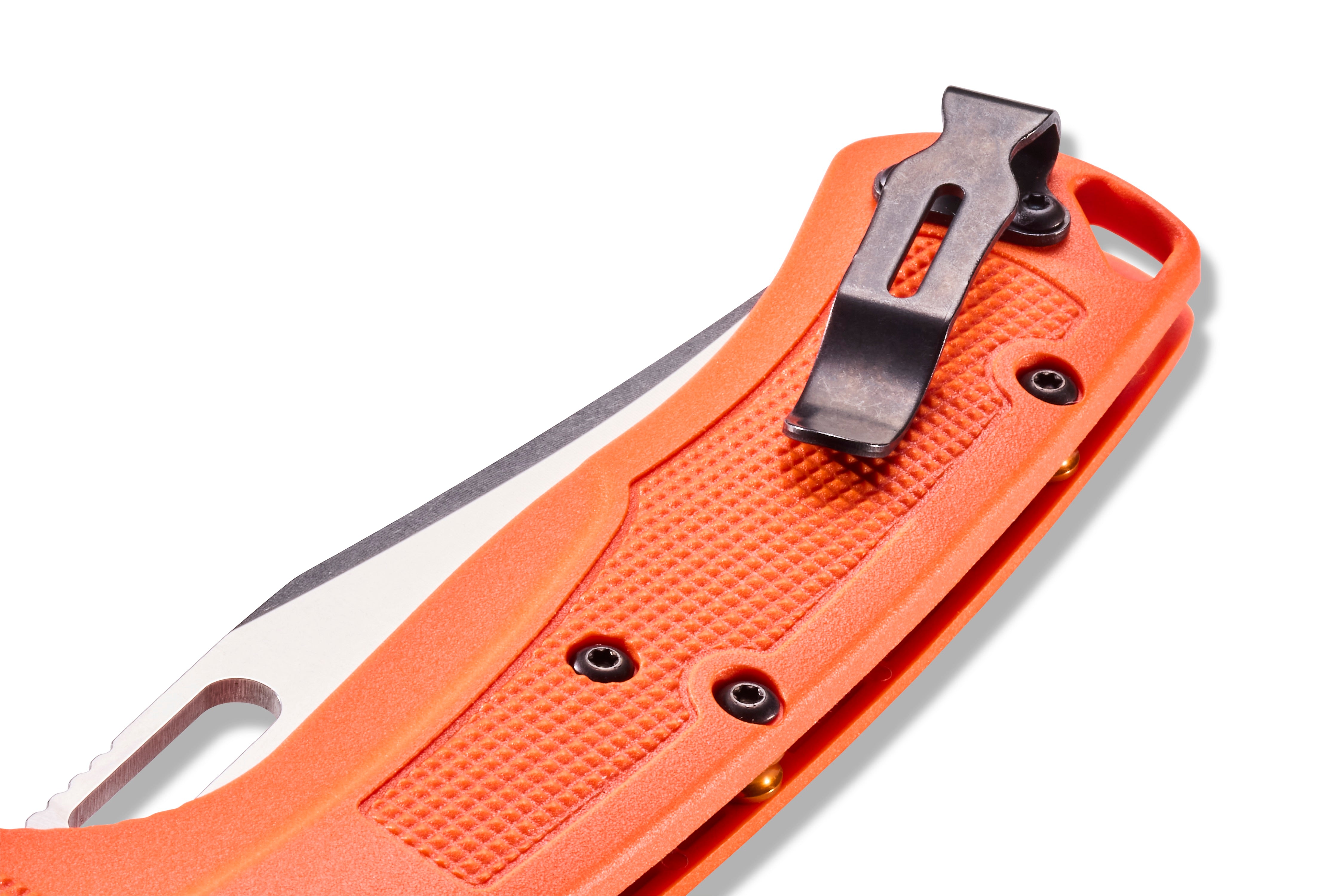 Benchmade 15535 Taggedout Folding Knife - Satin Plain Blade, Orange Grivory Handle, Axis Lock - EDC, Outdoor, Camping & Survival Gear