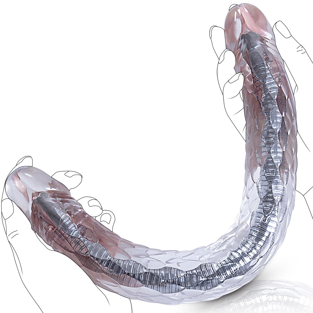 Realistic Double Ended Dildo with Bendable Stand - Clear G-Spot & Anal Sex Toy for Couples & Solo Play - Perfect for Spice Up Bedroom Fun & BDSM Exploration