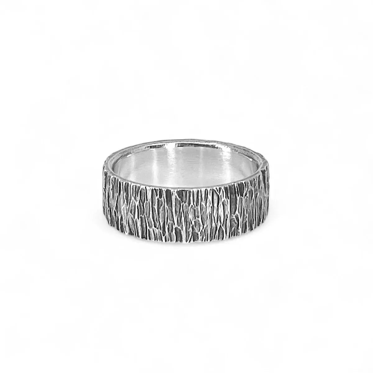 925 Sterling Silver Bark Texture Ring for Women - Nature Inspired Handmade Jewelry for Everyday Wear & Special Occasions