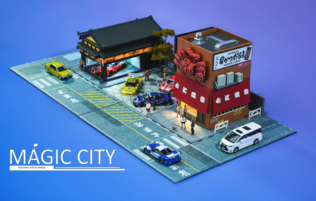 1:64 Scale Honda Showroom & Sashimi Restaurant Diecast Model - Perfect for Car Collectors & Miniature City Displays | Great for Dioramas, Model Train Sets & Toy Car Collections