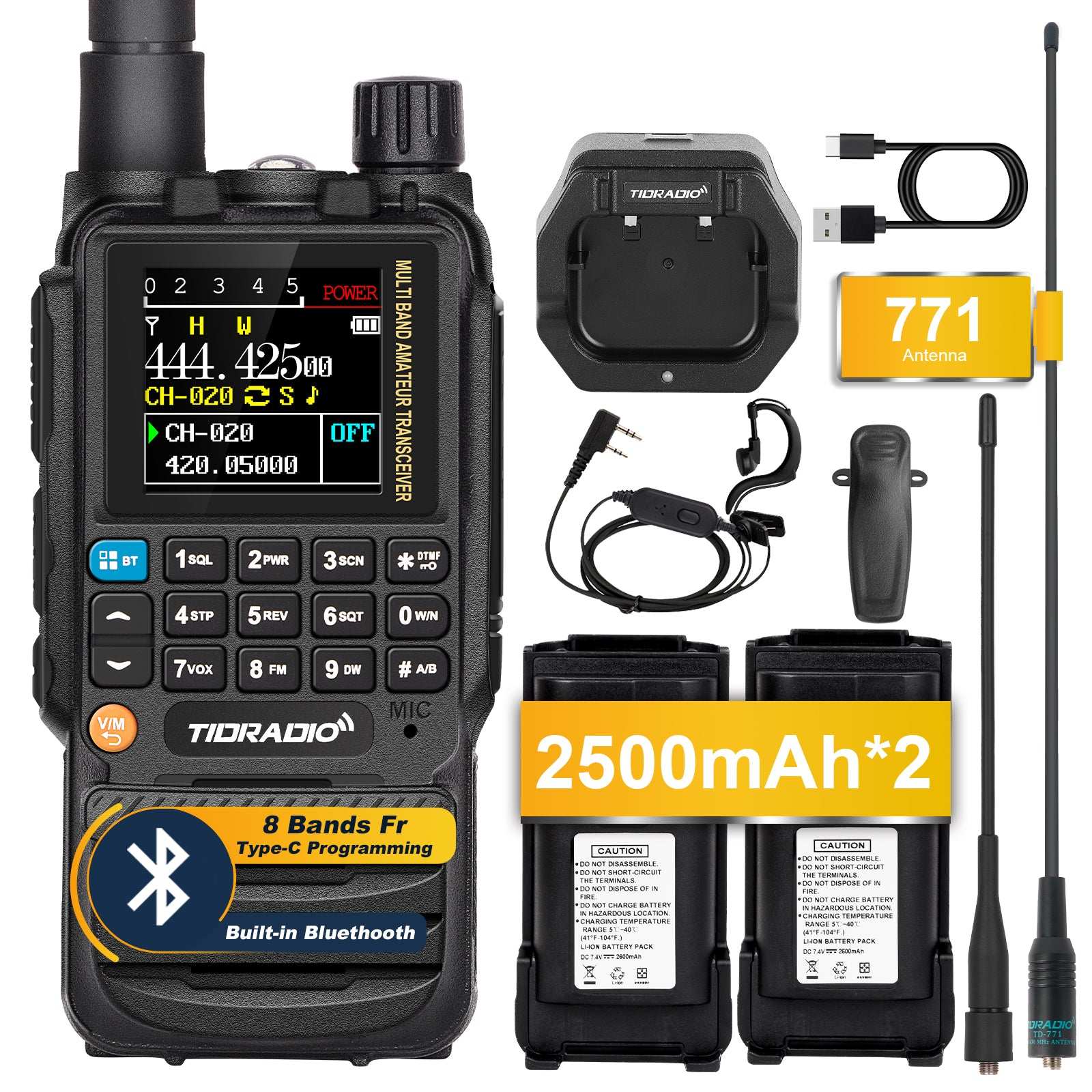 TD H3 5W Multi-Band GMRS Handheld Radio with Open Source Support - Long Range Two-Way Communication for Outdoor Adventures, Emergency Preparedness & Off-Roading