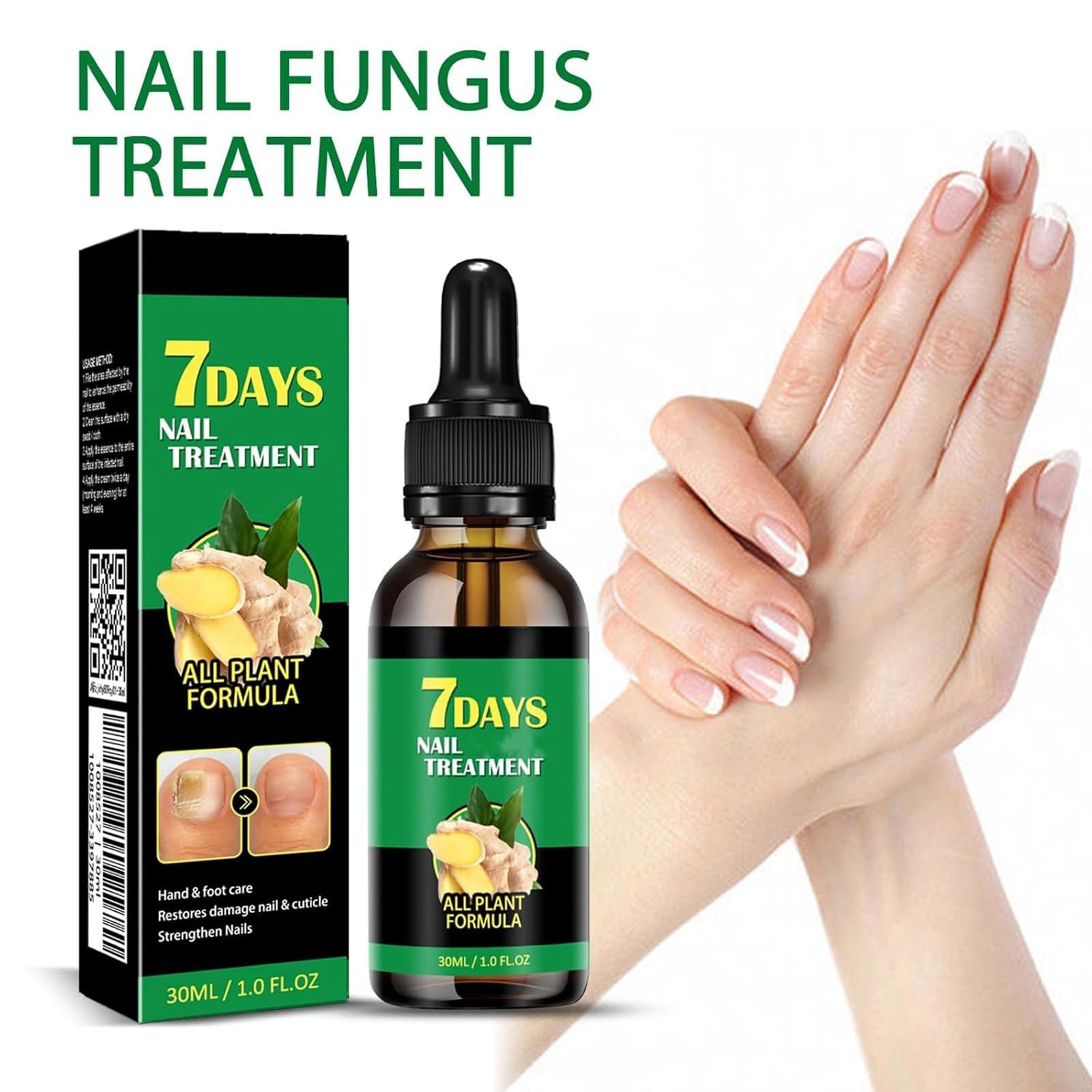 7 Days Ginger Nail Growth Treatment & Cuticle Care Oil - Strengthening Nail Serum for Healthy Nails (2PCS) - Perfect for Brittle Nails & At-Home Manicures