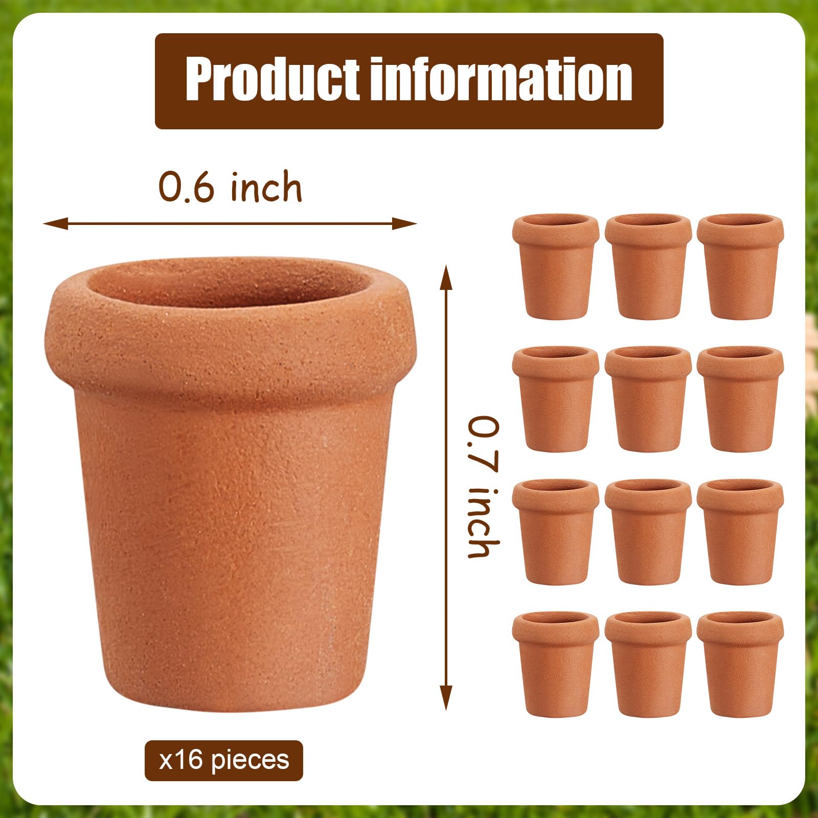 16 Pcs Mini Terracotta Clay Pots 0.6 Inch - Small Flower Pots for DIY Crafts, Dollhouse, Succulents, Air Plants | Perfect for Home Garden, Office Desk & Windowsill Decoration