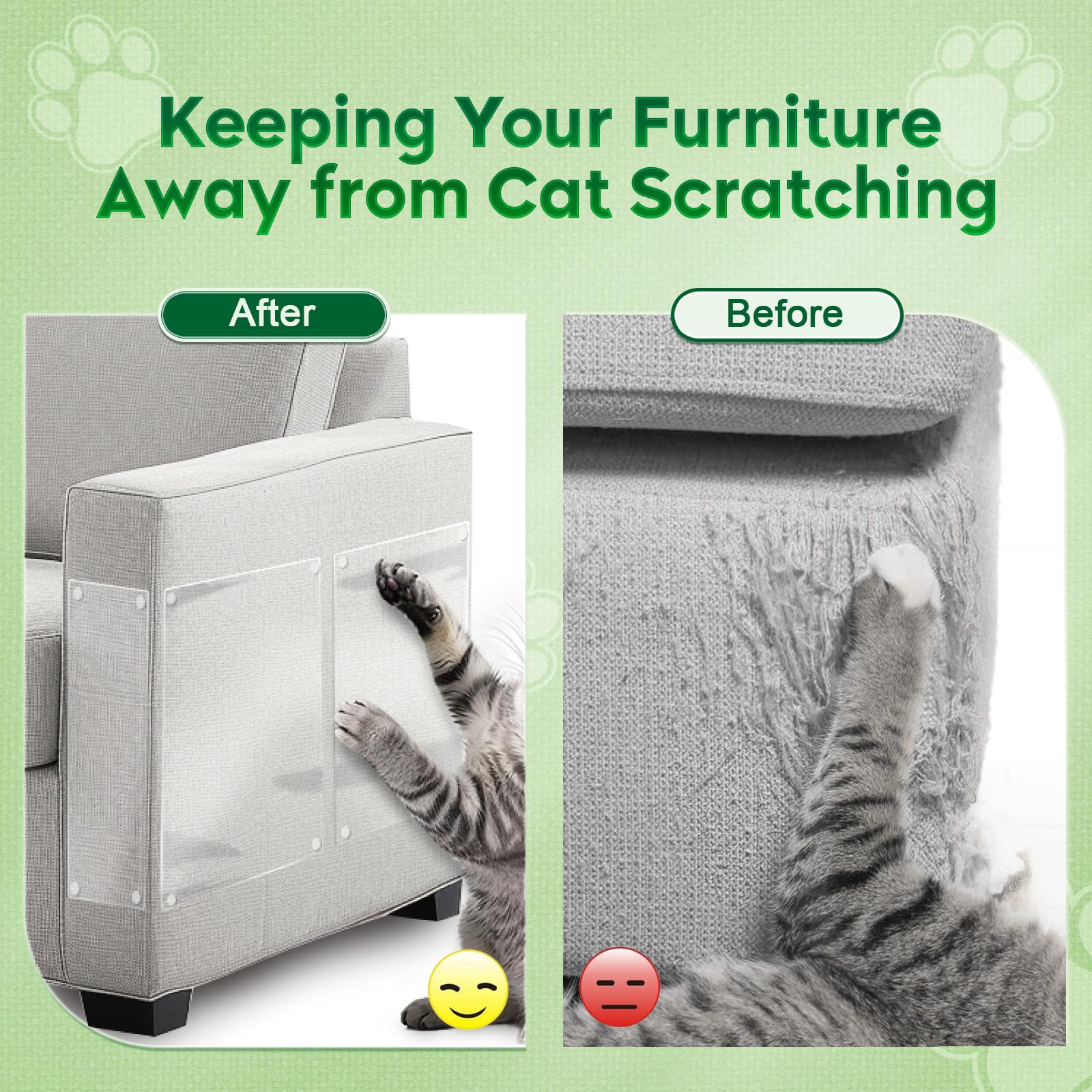 LANBEIDE 10-Pack Clear Cat Scratch Furniture Protector - Anti-Scratch Couch Protector Sheets with 50 Twist Pins | Cat Scratch Deterrent for Sofa, Chairs & Home Furniture | Perfect for Pet Owners & Multi-Cat Households