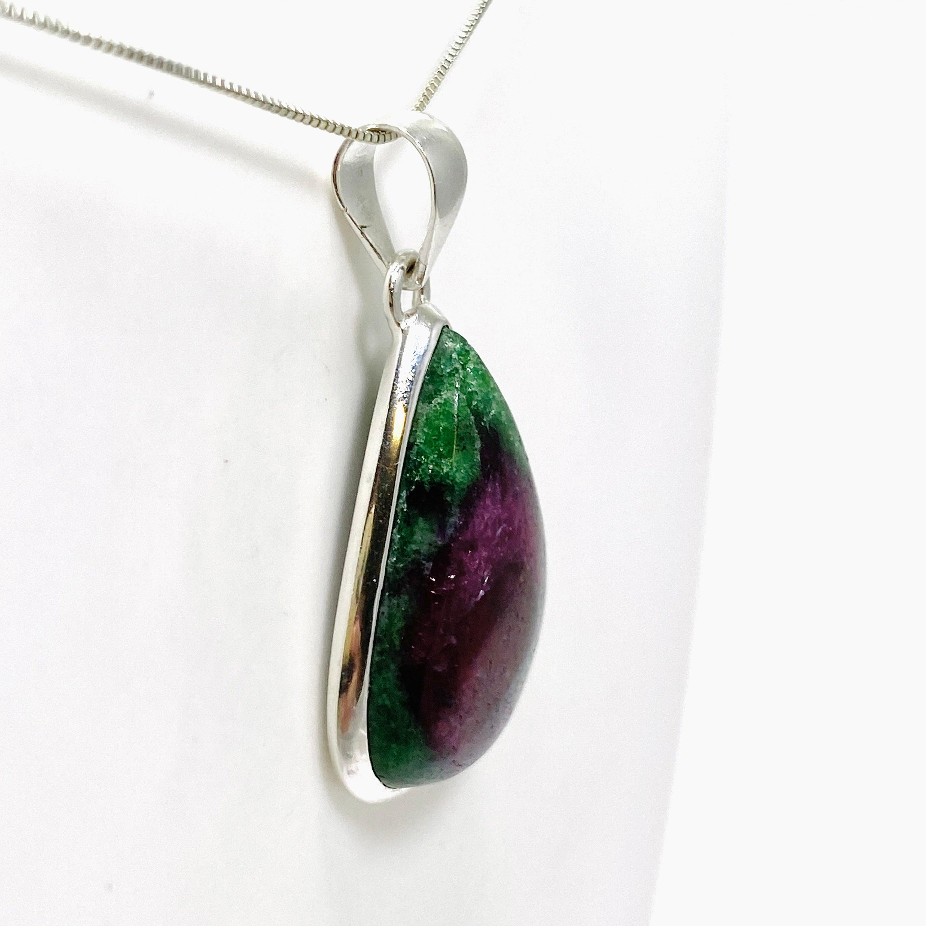 Natural Ruby Zoisite Teardrop Cabochon Pendant - 10mm Healing Crystal Jewelry for Meditation & Energy Work | Handmade Gemstone Necklace for Spiritual Healing & Chakra Balancing
