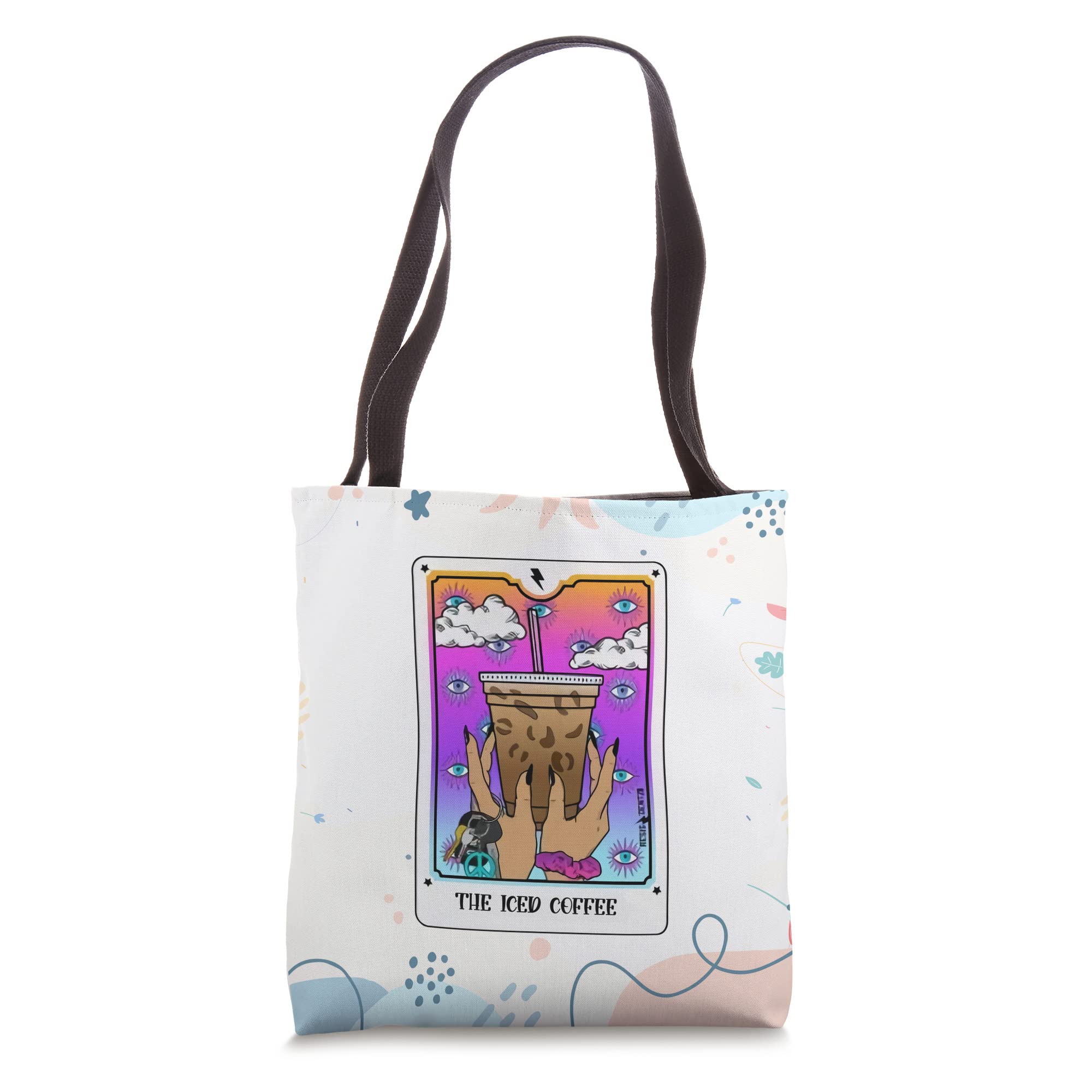 Tarot Card Iced Coffee Tote Bag - Perfect for Coffee Lovers, Gift for Baristas & Coffee Shop Visits - Reusable Grocery Bag for Coffee Dates & Brunch